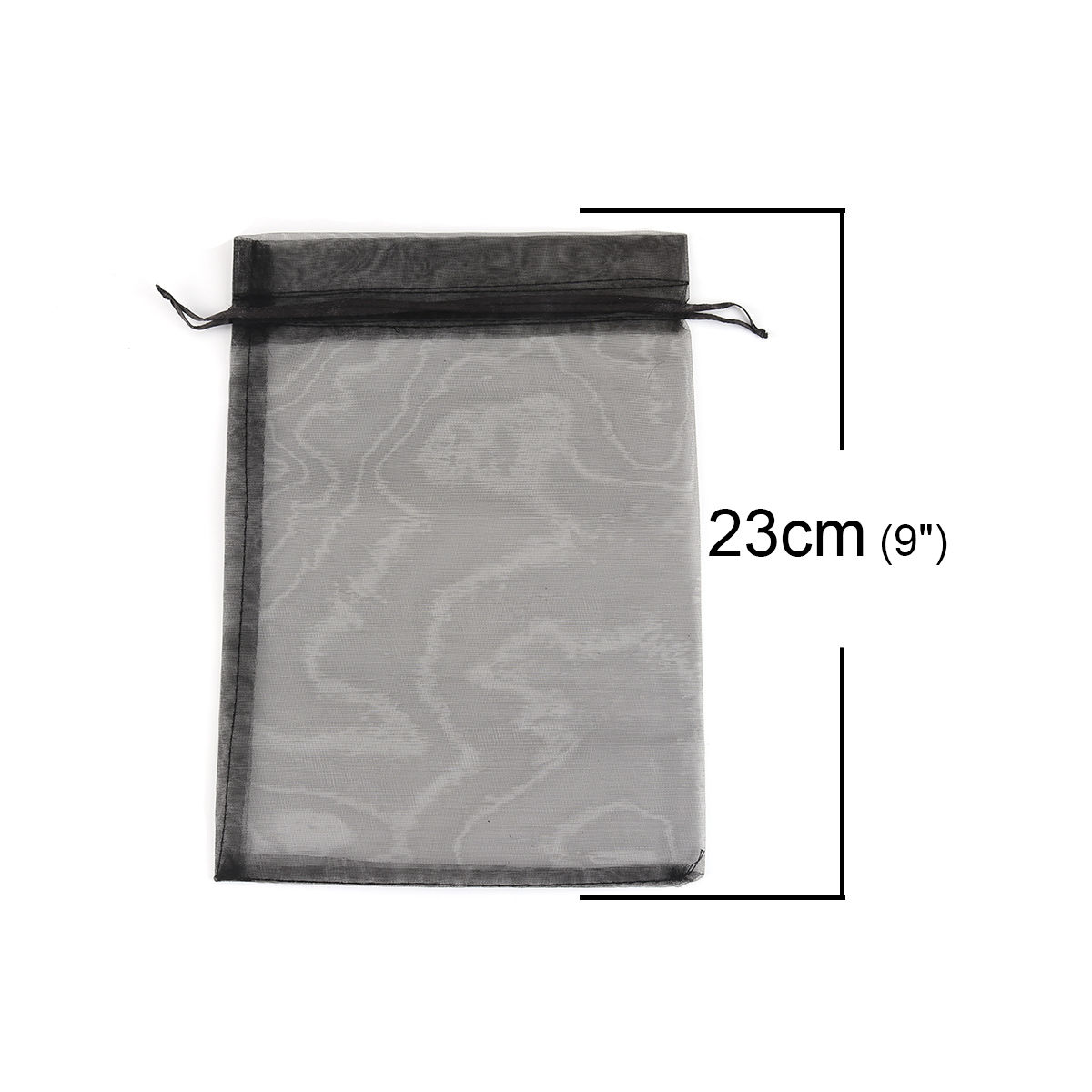 Picture of Wedding Gift Organza Jewelry Bags Drawstring Rectangle Black (Usable Space: 19x16.5cm) 23cm x 17cm, 20 PCs
