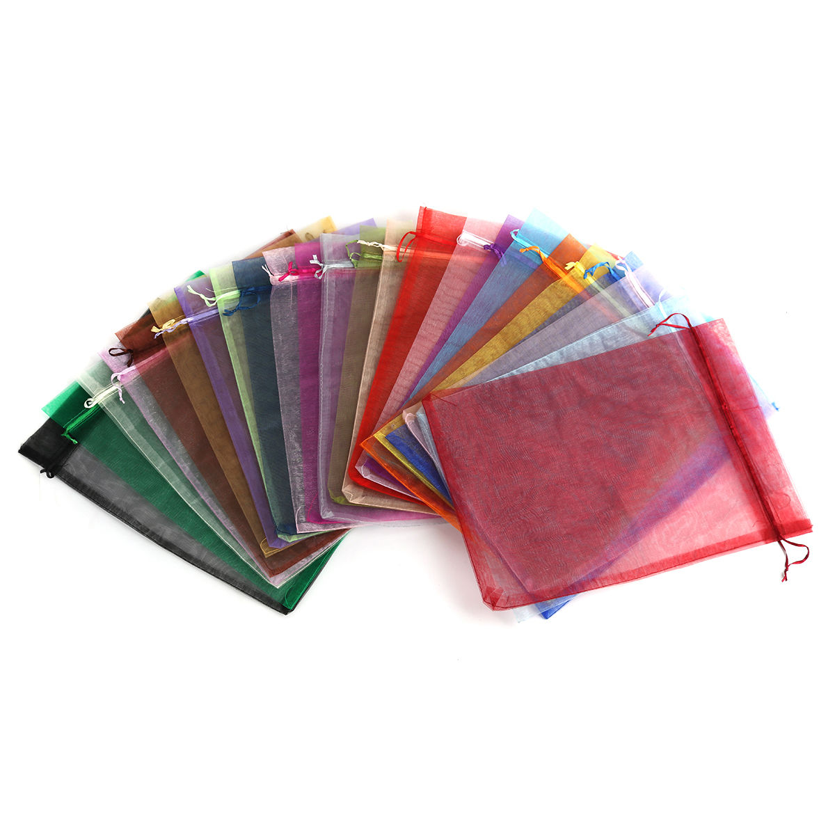 Picture of Wedding Gift Organza Drawstring Bags Rectangle Fuchsia (Usable Space: 26x20cm) 30cm x 20cm, 10 PCs