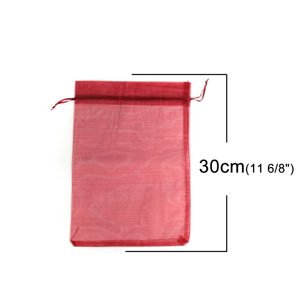 Picture of Wedding Gift Organza Drawstring Bags Rectangle Wine Red (Usable Space: 26x20cm) 30cm x 20cm, 10 PCs