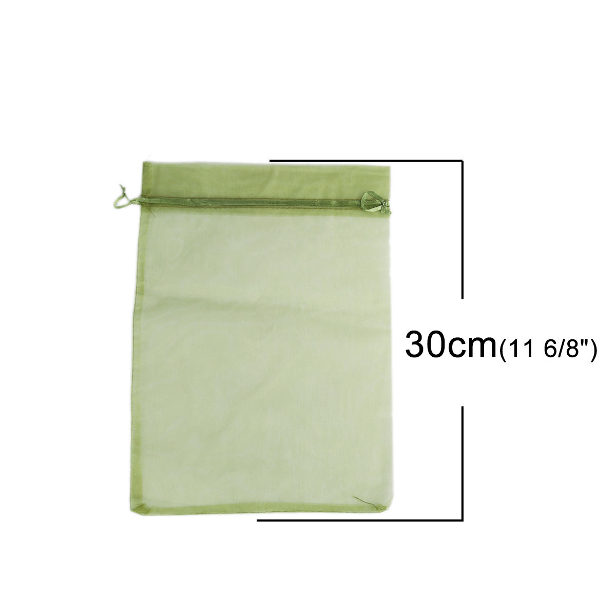 Picture of Wedding Gift Organza Drawstring Bags Rectangle Army Green (Usable Space: 26x20cm) 30cm x 20cm, 10 PCs