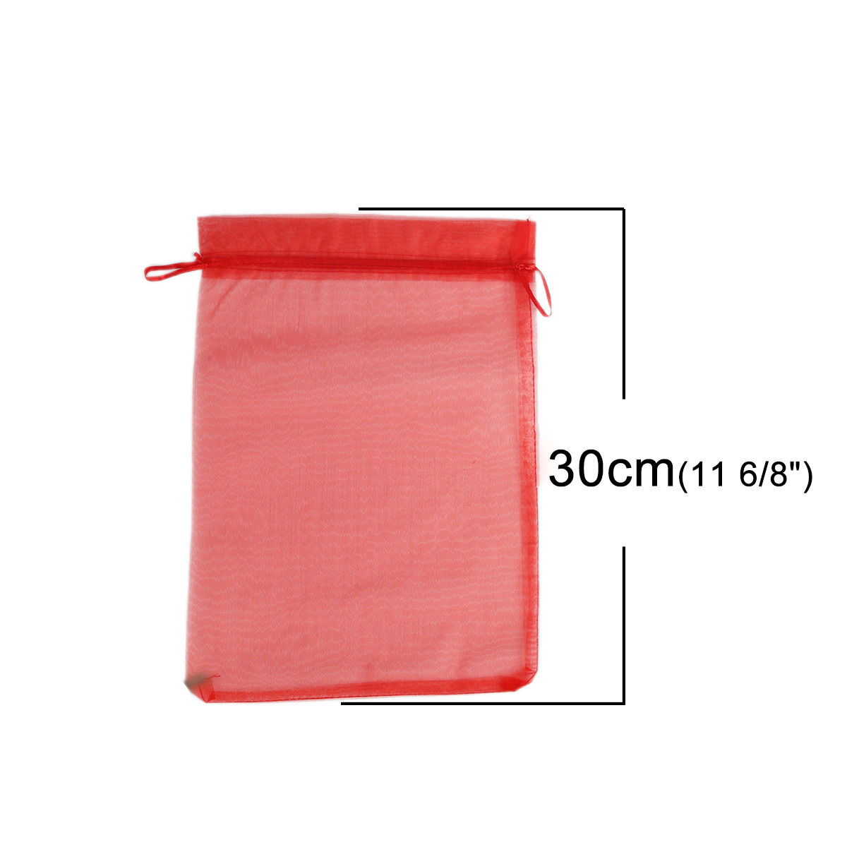 Picture of Wedding Gift Organza Drawstring Bags Rectangle Red (Usable Space: 26x20cm) 30cm x 20cm, 10 PCs