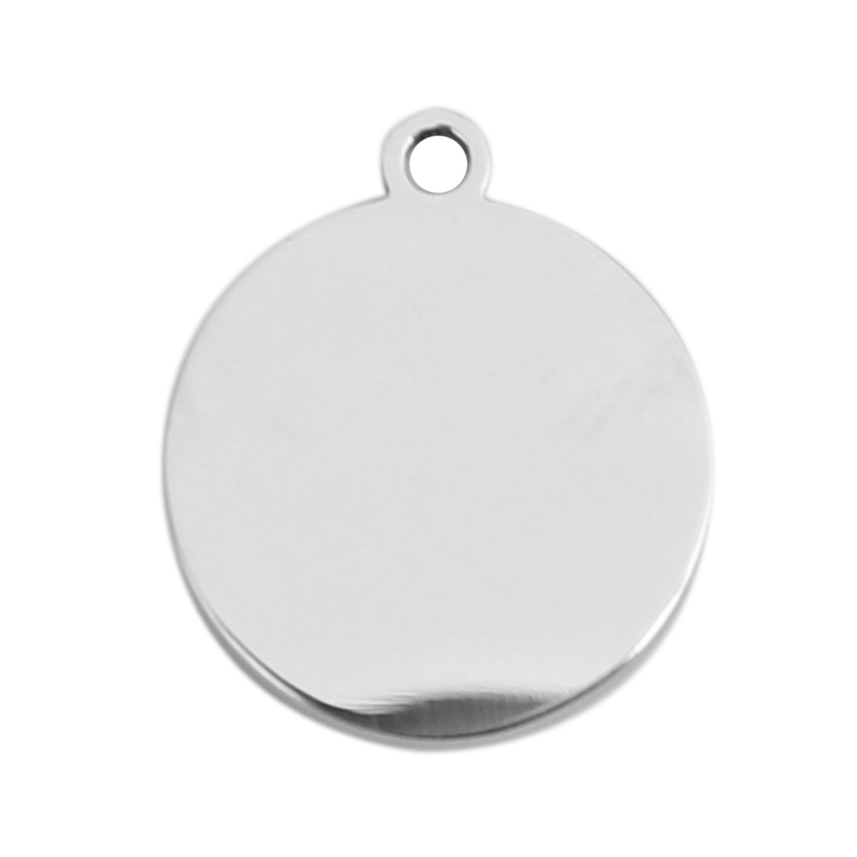 Picture of Stainless Steel Blank Stamping Tags Charms Round Silver Tone One-sided Polishing 12mm x 10mm, 10 PCs