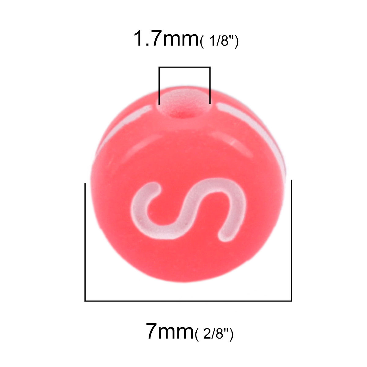 Picture of Acrylic Beads Flat Round At Random Orange-red Initial Alphabet/ Capital Letter Pattern About 7mm Dia., Hole: Approx 1.7mm, 500 PCs