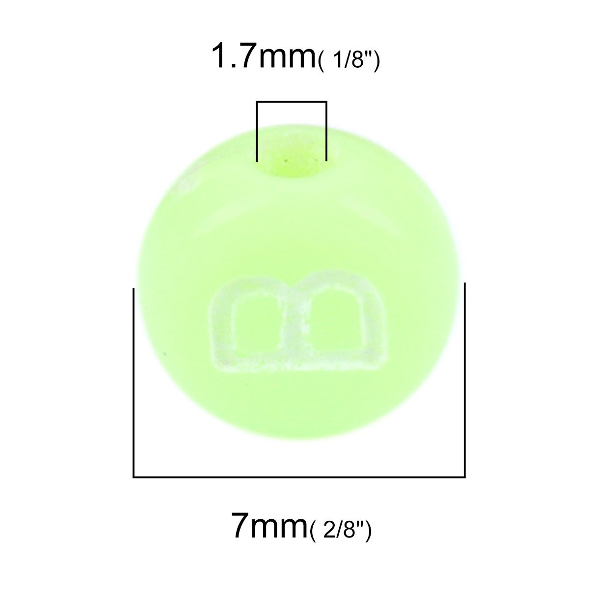 Picture of Acrylic Beads Flat Round At Random Initial Alphabet/ Capital Letter Pattern About 7mm Dia., Hole: Approx 1.7mm, 500 PCs