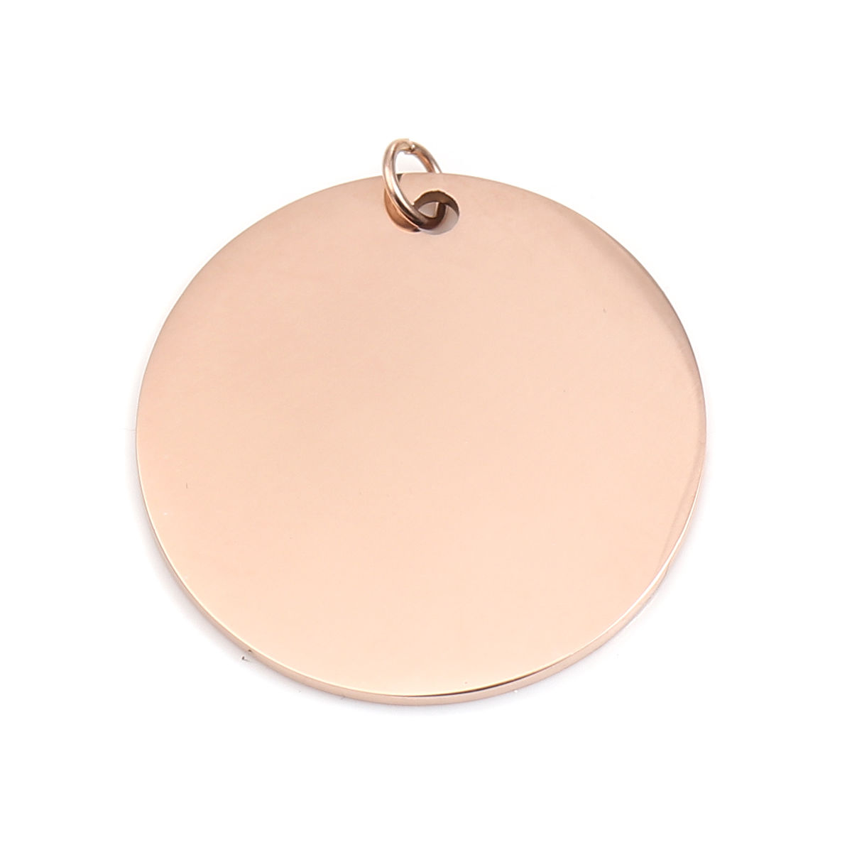 Picture of 304 Stainless Steel Blank Stamping Tags Pendants Round Rose Gold One-sided Polishing 34mm x 31mm, 1 Piece