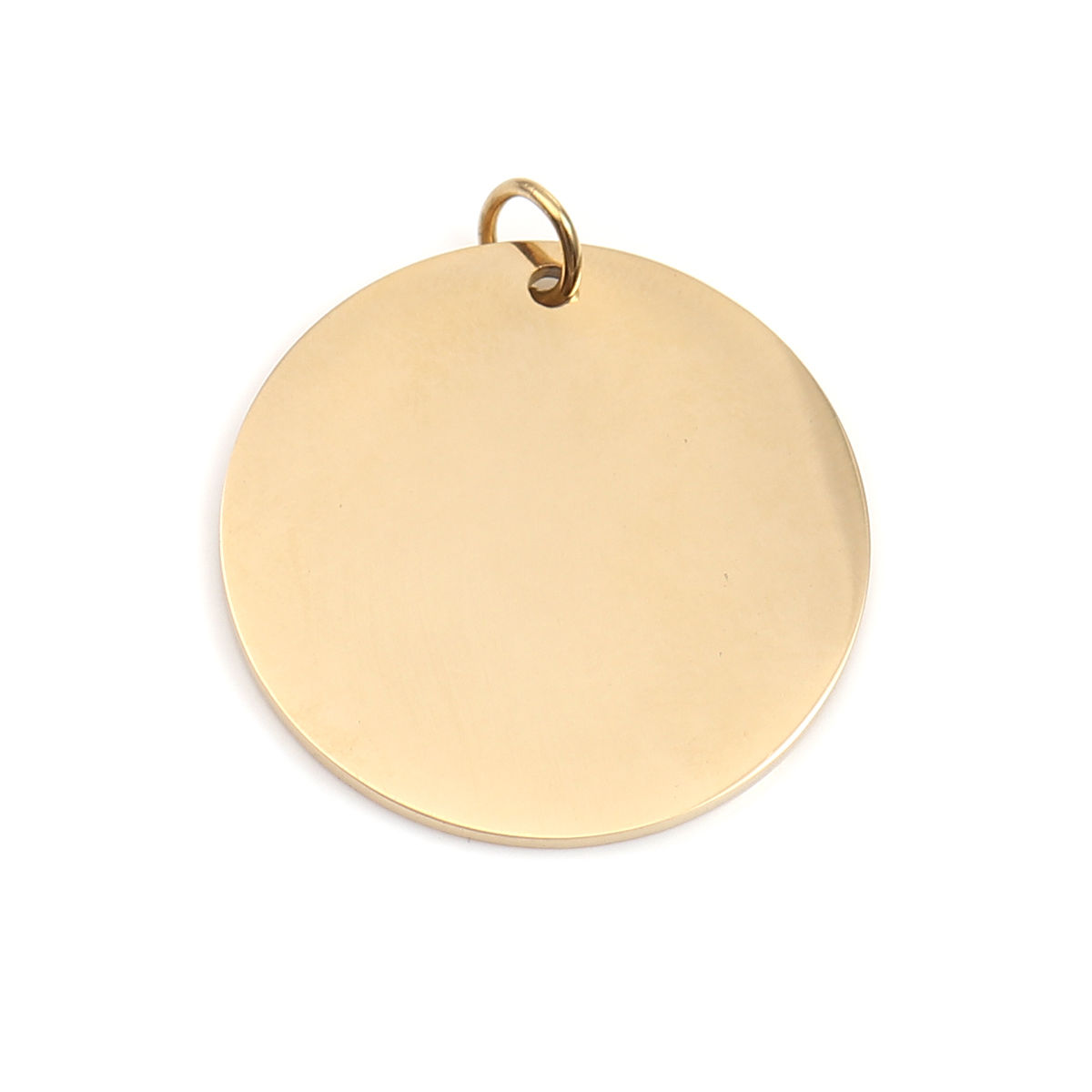 Picture of 304 Stainless Steel Blank Stamping Tags Pendants Round Gold Plated One-sided Polishing 28mm x 25mm, 1 Piece