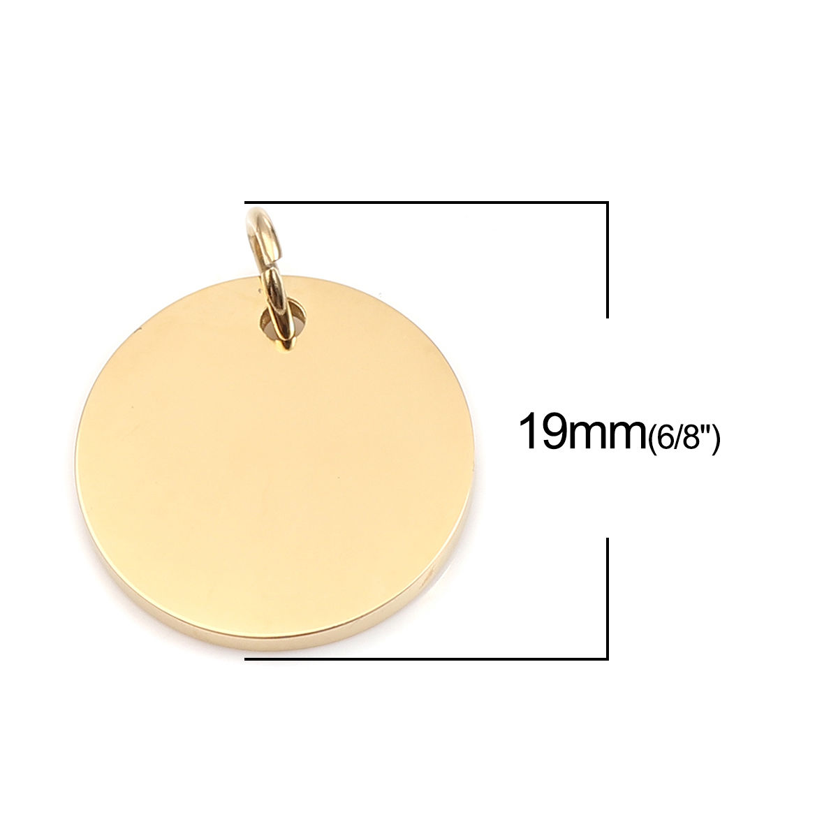 Picture of 304 Stainless Steel Blank Stamping Tags Charms Round Gold Plated One-sided Polishing 19mm x 15mm, 1 Piece
