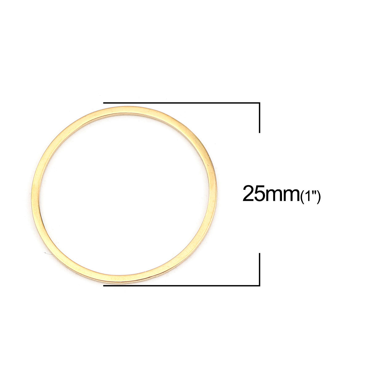Picture of 0.8mm 304 Stainless Steel Closed Soldered jump Rings Findings Circle Ring Gold Plated 25mm Dia., 100 PCs