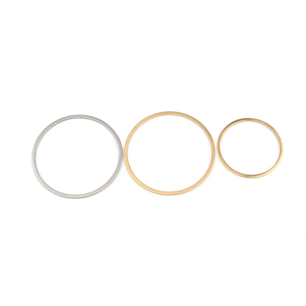Picture of 0.8mm 304 Stainless Steel Closed Soldered jump Rings Findings Circle Ring Gold Plated 25mm Dia., 100 PCs