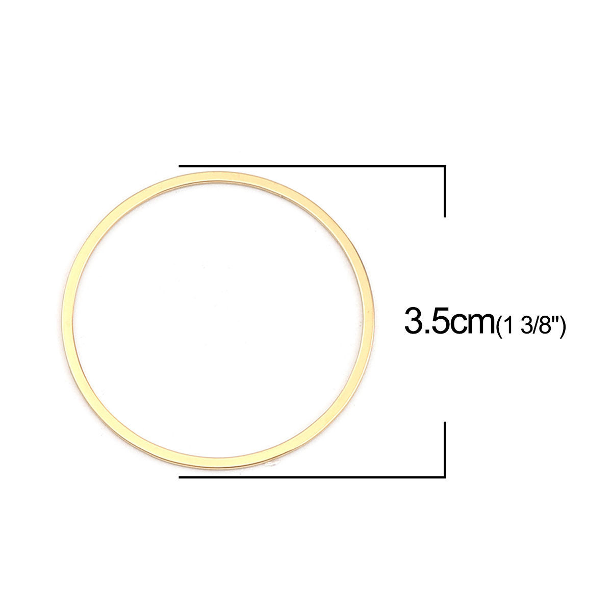 Picture of 0.8mm 304 Stainless Steel Closed Soldered jump Rings Findings Circle Ring Gold Plated 35mm Dia., 100 PCs