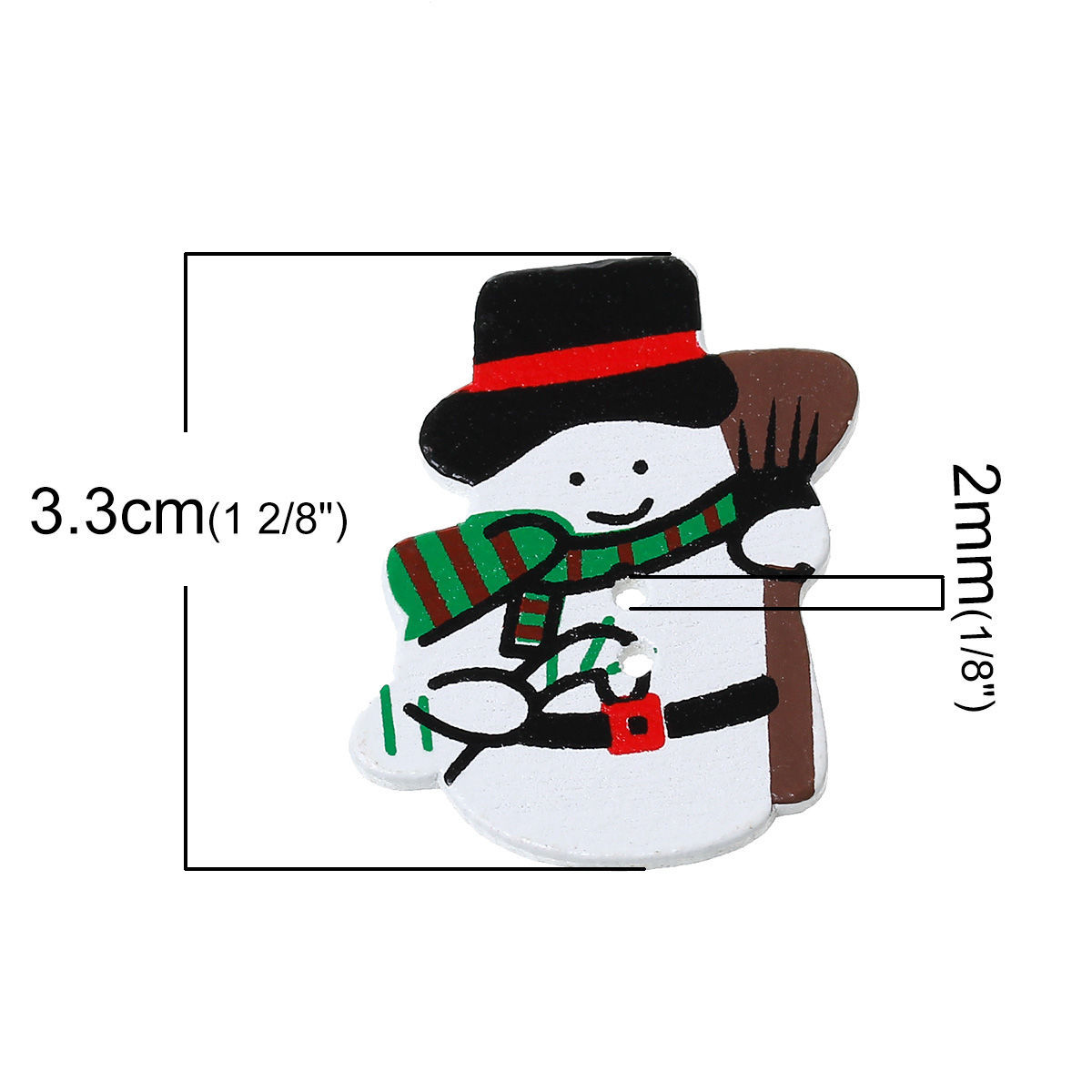 Picture of Wood Sewing Buttons Scrapbooking 2 Holes Christmas Snowman White 33mm(1 2/8") x 29mm(1 1/8"), 5 PCs