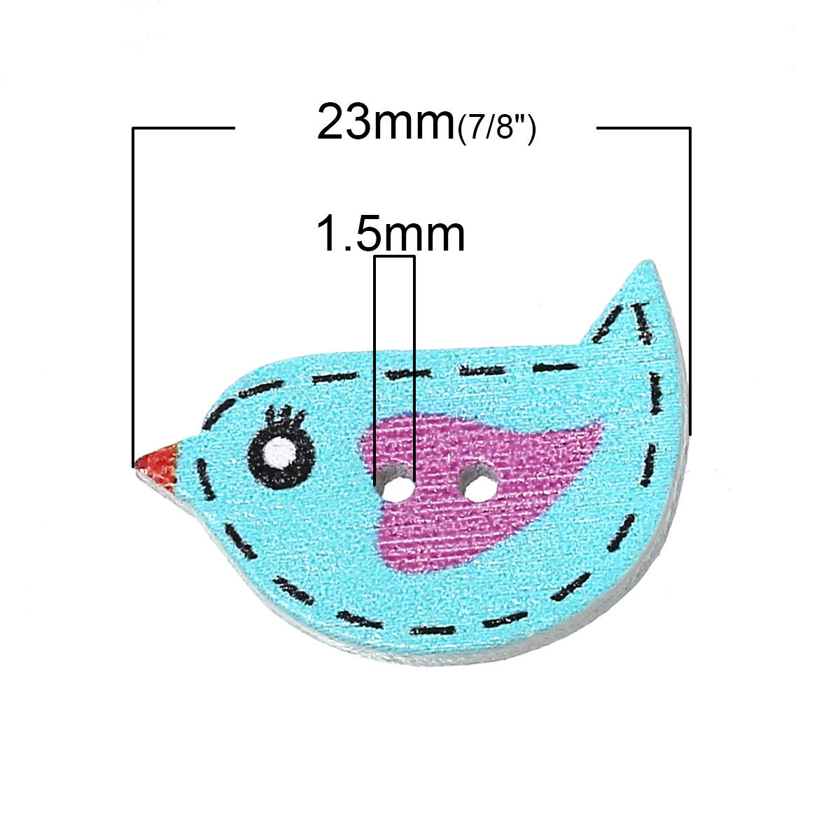 Picture of Wood Sewing Buttons Scrapbooking Bird At Random 2 Holes 23mm( 7/8") x 16mm( 5/8"), 10 PCs