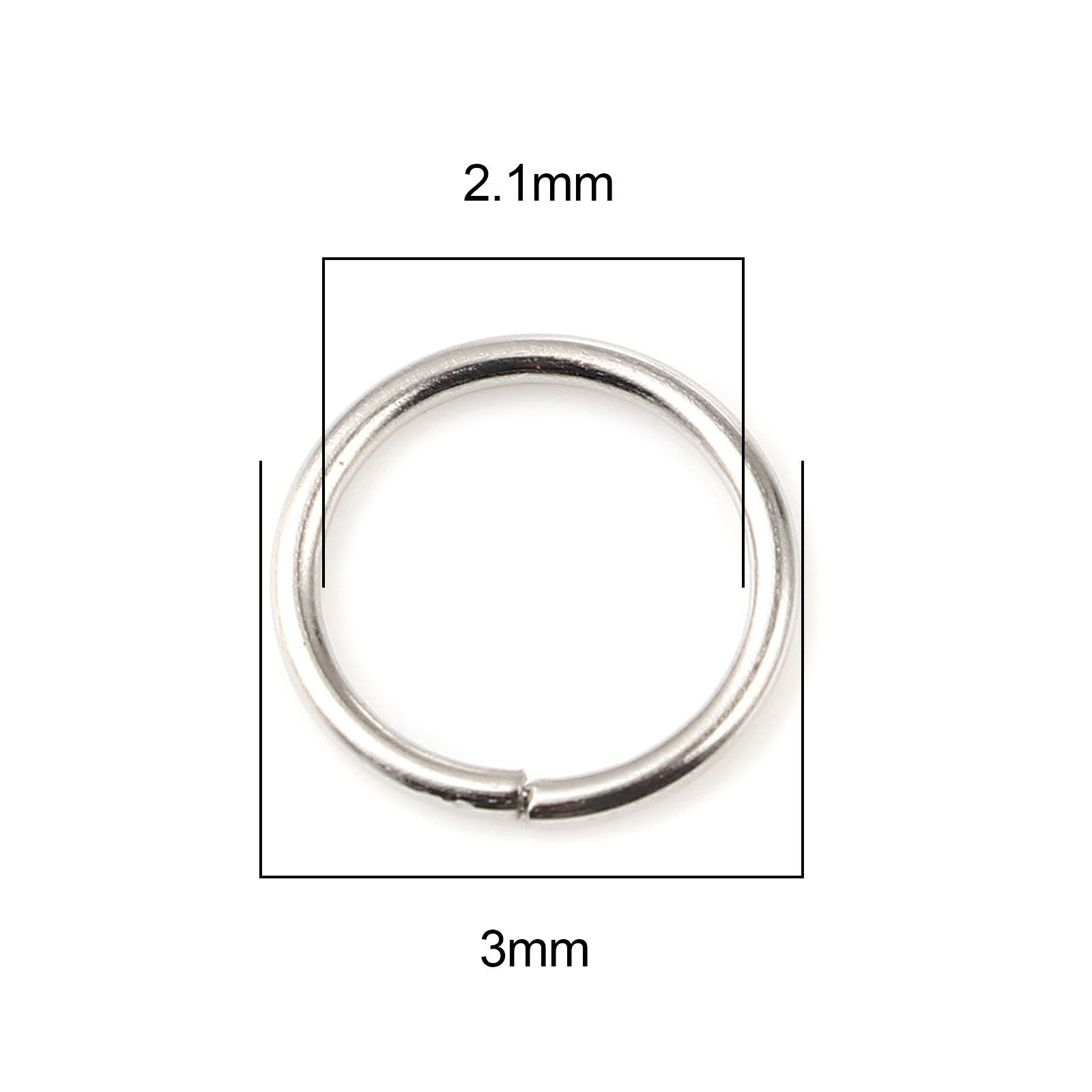 Picture of 0.5mm Iron Based Alloy Open Jump Rings Findings Circle Ring Silver Tone 3mm Dia, 200 PCs