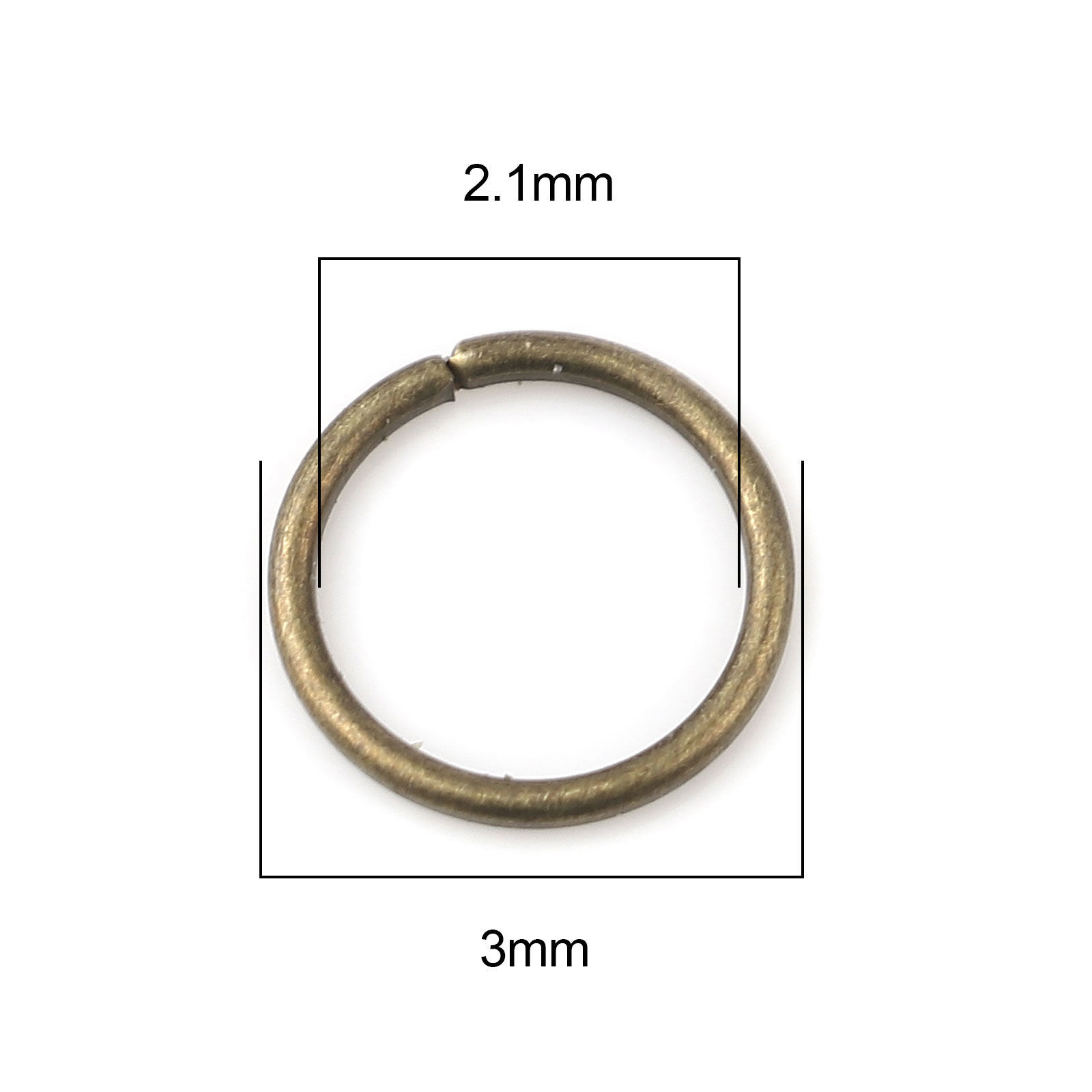 Picture of 0.5mm Iron Based Alloy Open Jump Rings Findings Circle Ring Antique Bronze 3mm Dia, 200 PCs