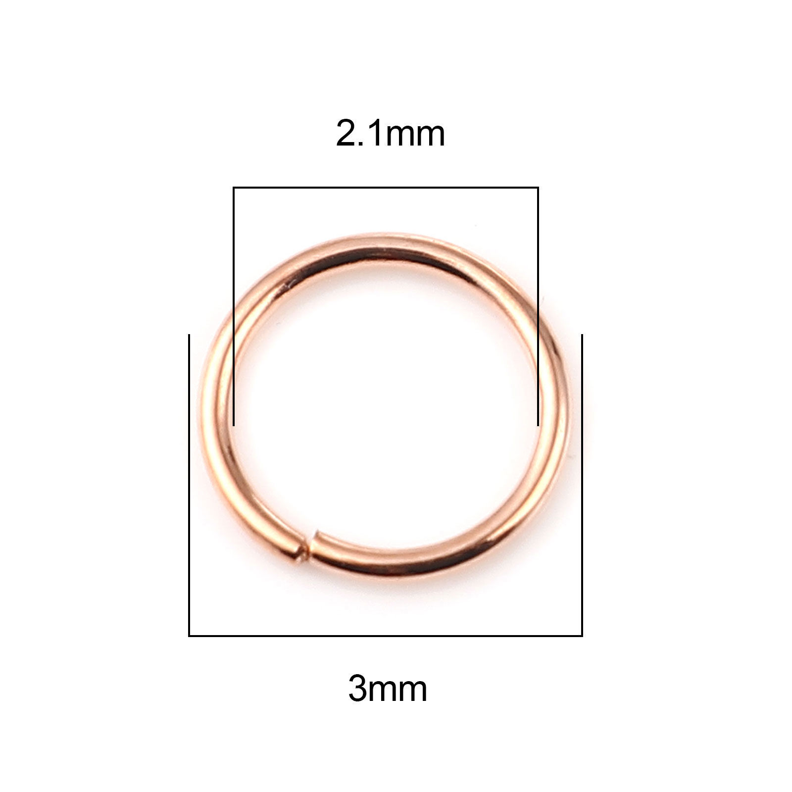 Picture of 0.5mm Iron Based Alloy Open Jump Rings Findings Circle Ring Rose Gold 3mm Dia, 200 PCs
