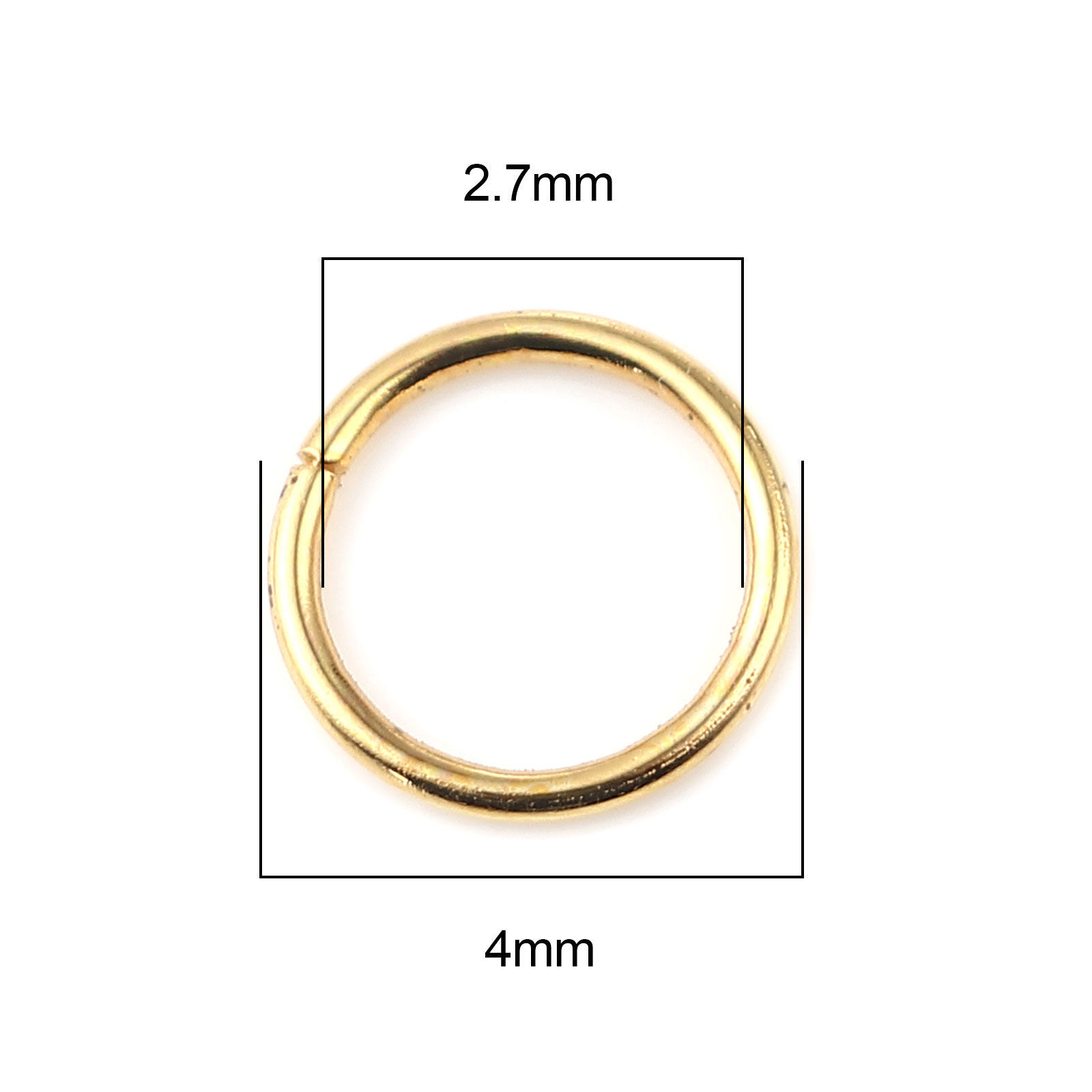 Picture of 0.7mm Iron Based Alloy Open Jump Rings Findings Circle Ring Gold Plated 4mm Dia, 200 PCs