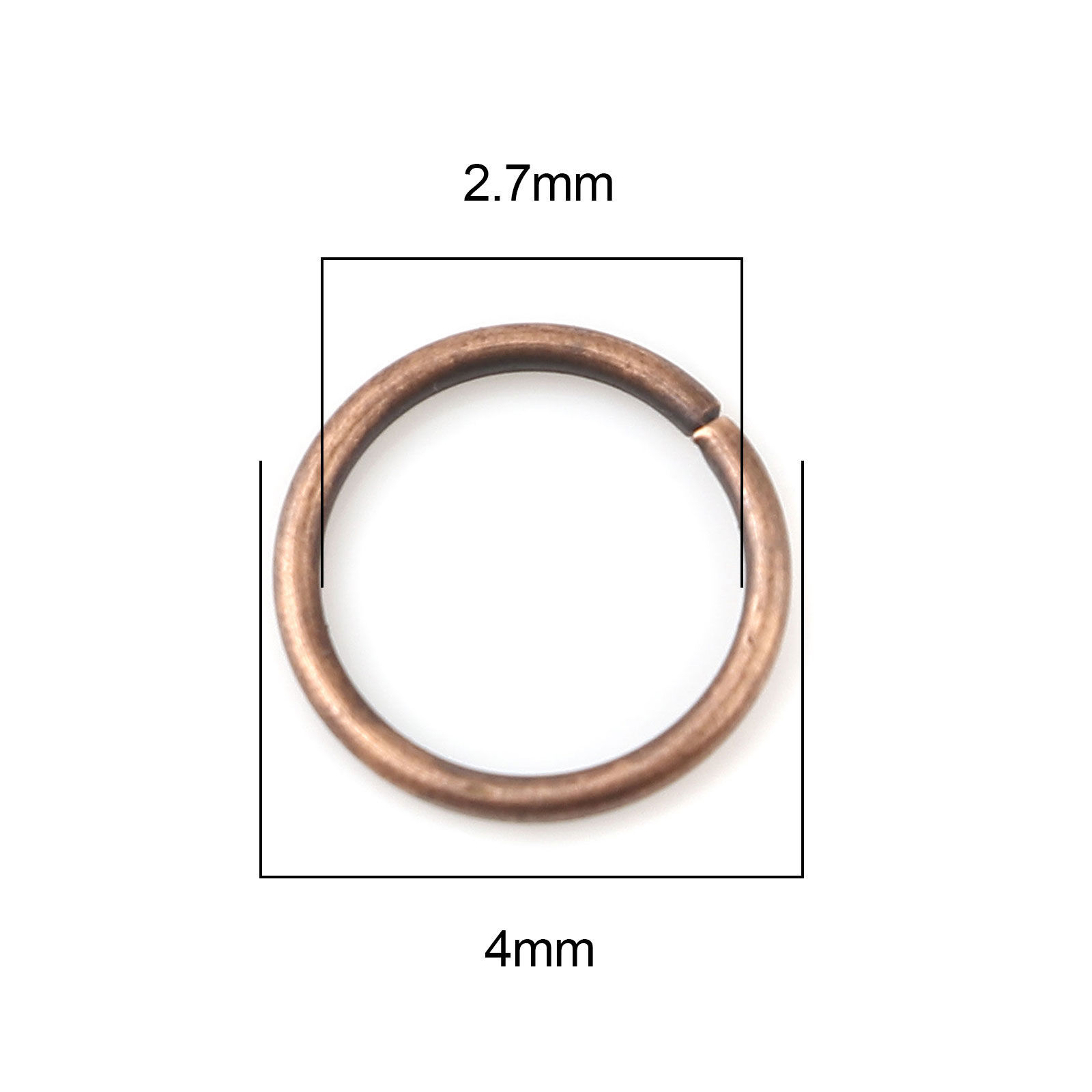 Picture of 0.7mm Iron Based Alloy Open Jump Rings Findings Circle Ring Antique Copper 4mm Dia, 200 PCs