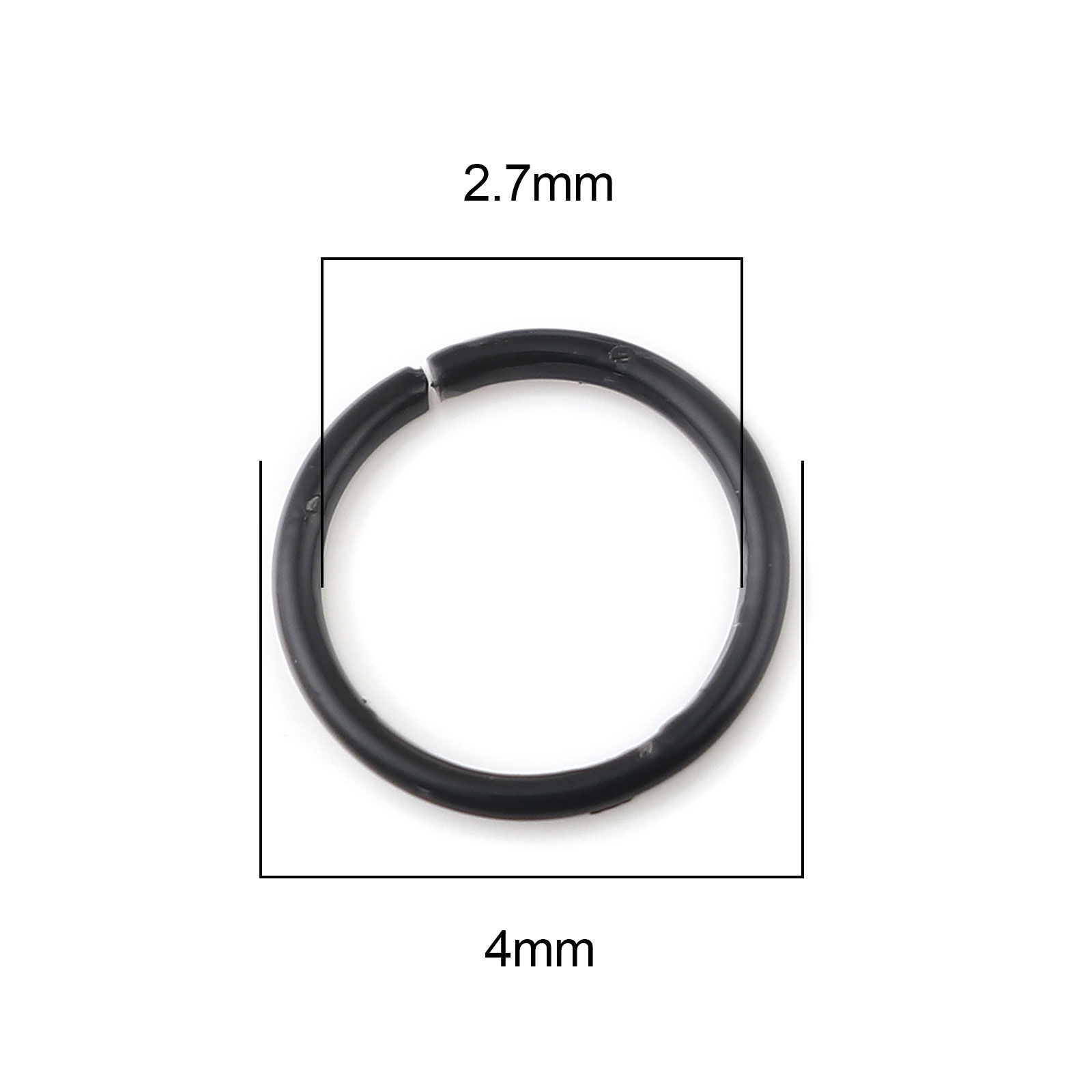 Picture of 0.7mm Iron Based Alloy Open Jump Rings Findings Circle Ring Black 4mm Dia, 200 PCs