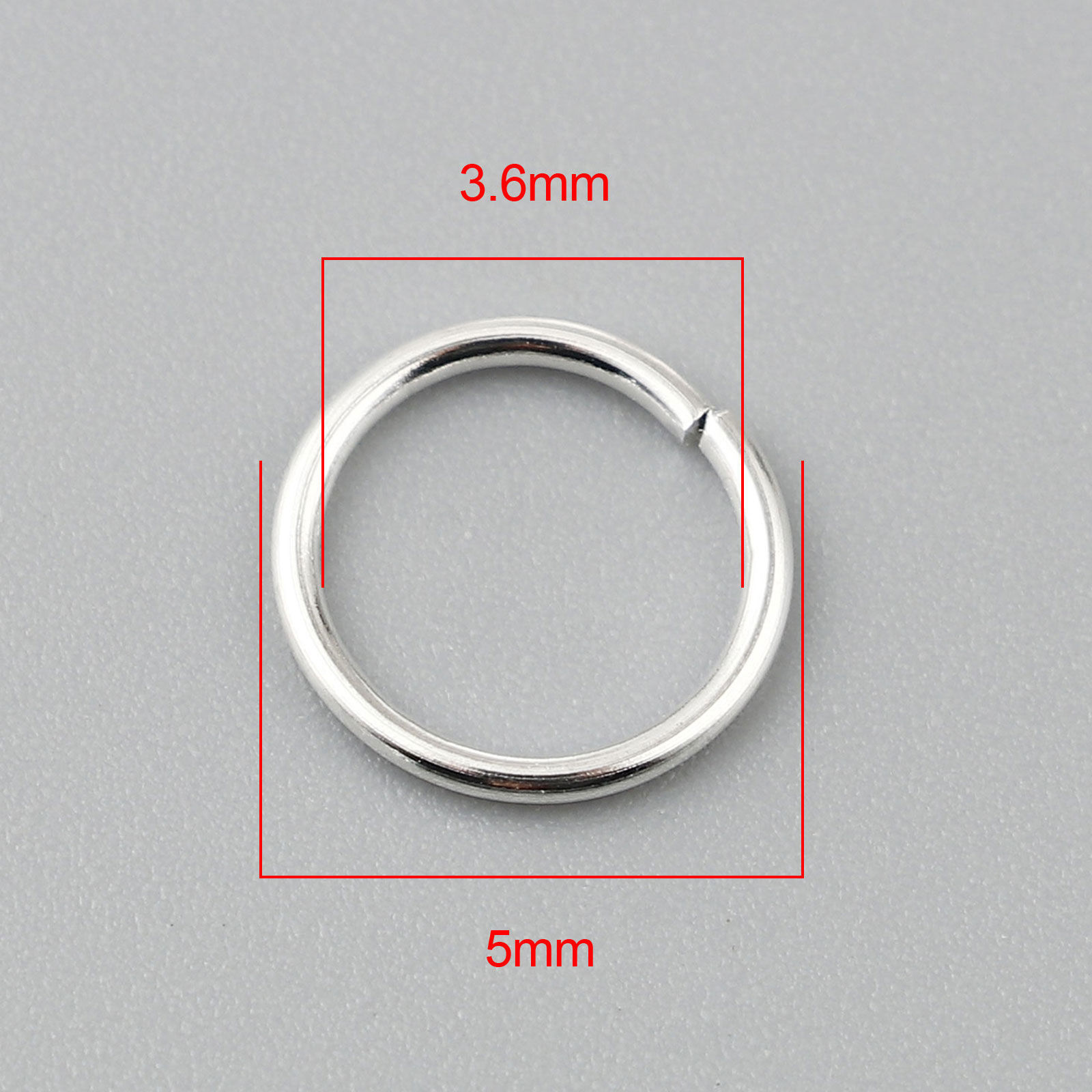 Picture of 0.7mm Iron Based Alloy Open Jump Rings Findings Circle Ring Silver Plated 5mm Dia, 200 PCs
