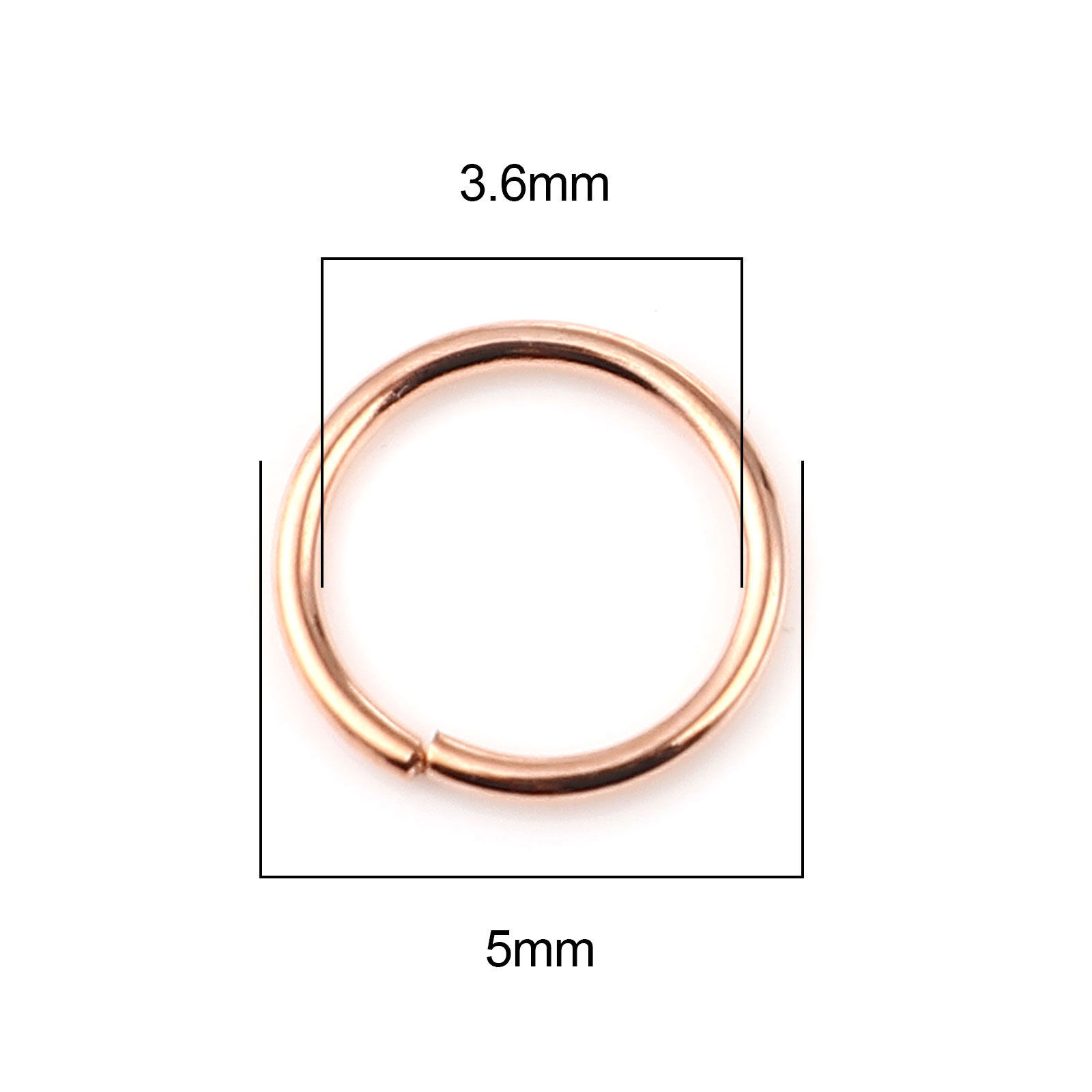 Picture of 0.7mm Iron Based Alloy Open Jump Rings Findings Circle Ring Rose Gold 5mm Dia, 200 PCs