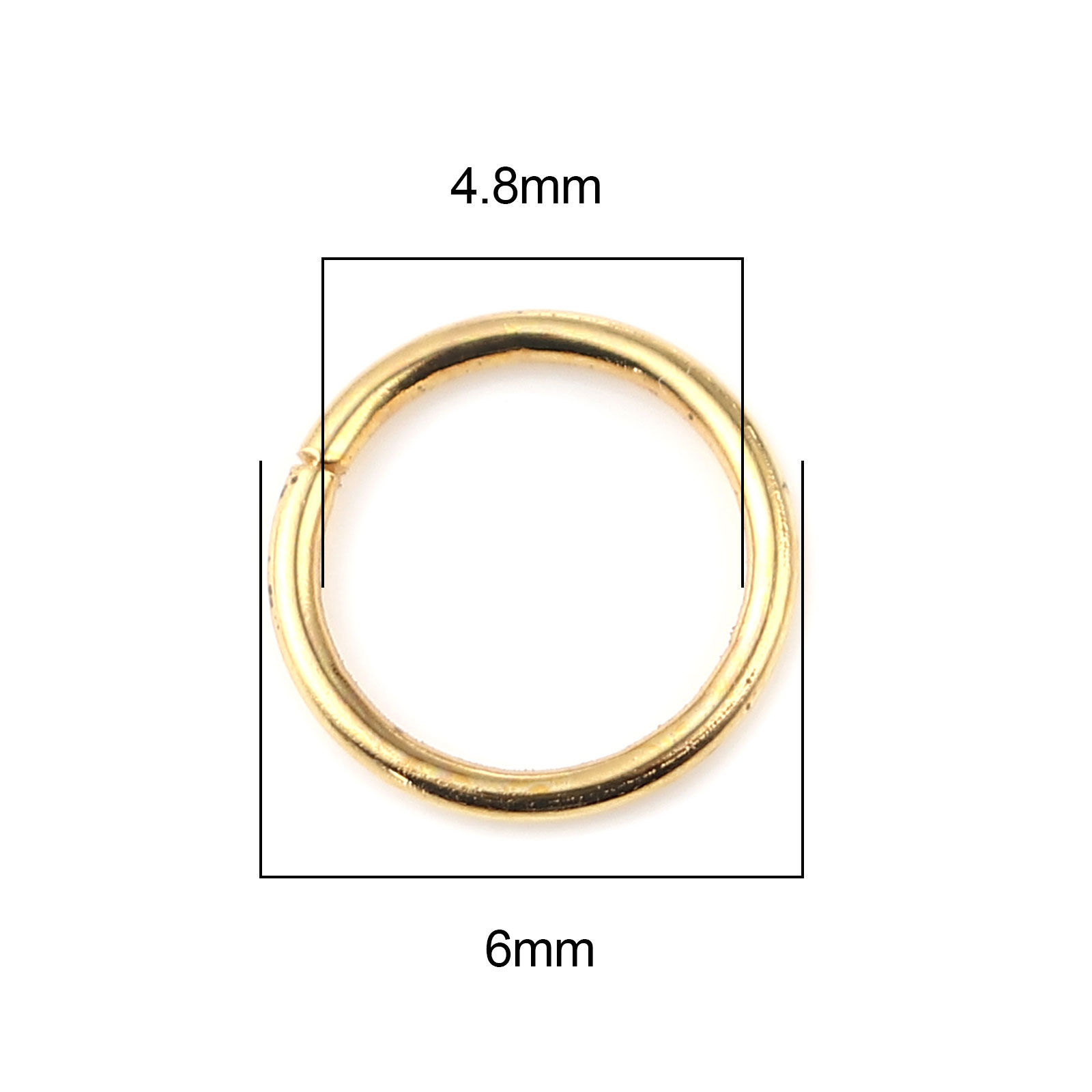 Picture of 0.7mm Iron Based Alloy Open Jump Rings Findings Circle Ring Gold Plated 6mm Dia, 200 PCs