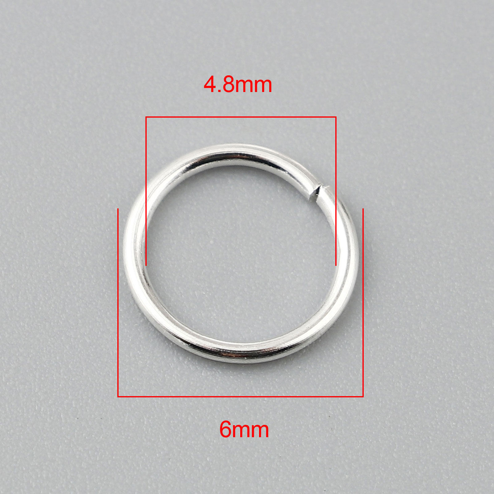 Picture of 0.7mm Iron Based Alloy Open Jump Rings Findings Circle Ring Silver Plated 6mm Dia, 200 PCs