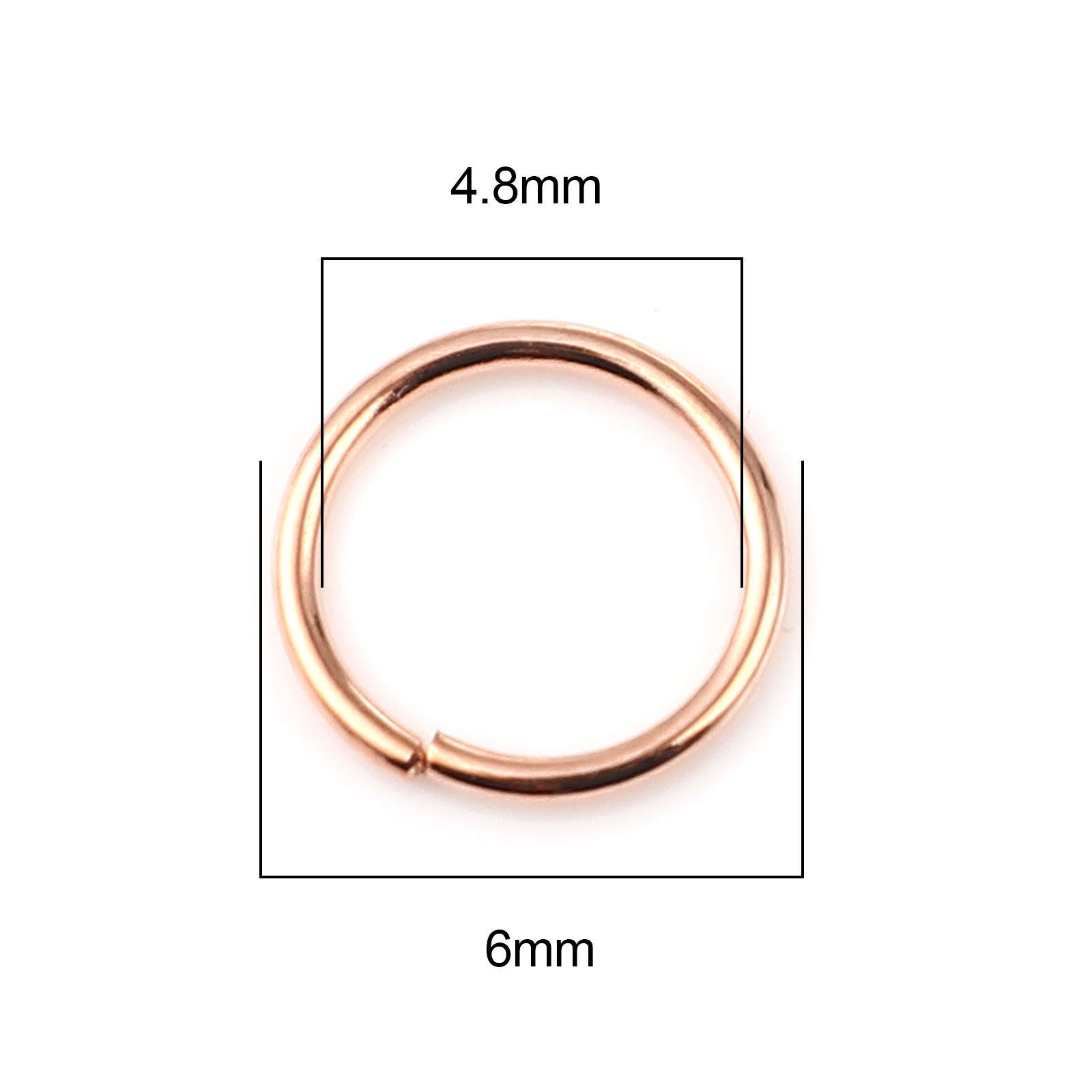 Picture of 0.7mm Iron Based Alloy Open Jump Rings Findings Circle Ring Rose Gold 6mm Dia, 200 PCs