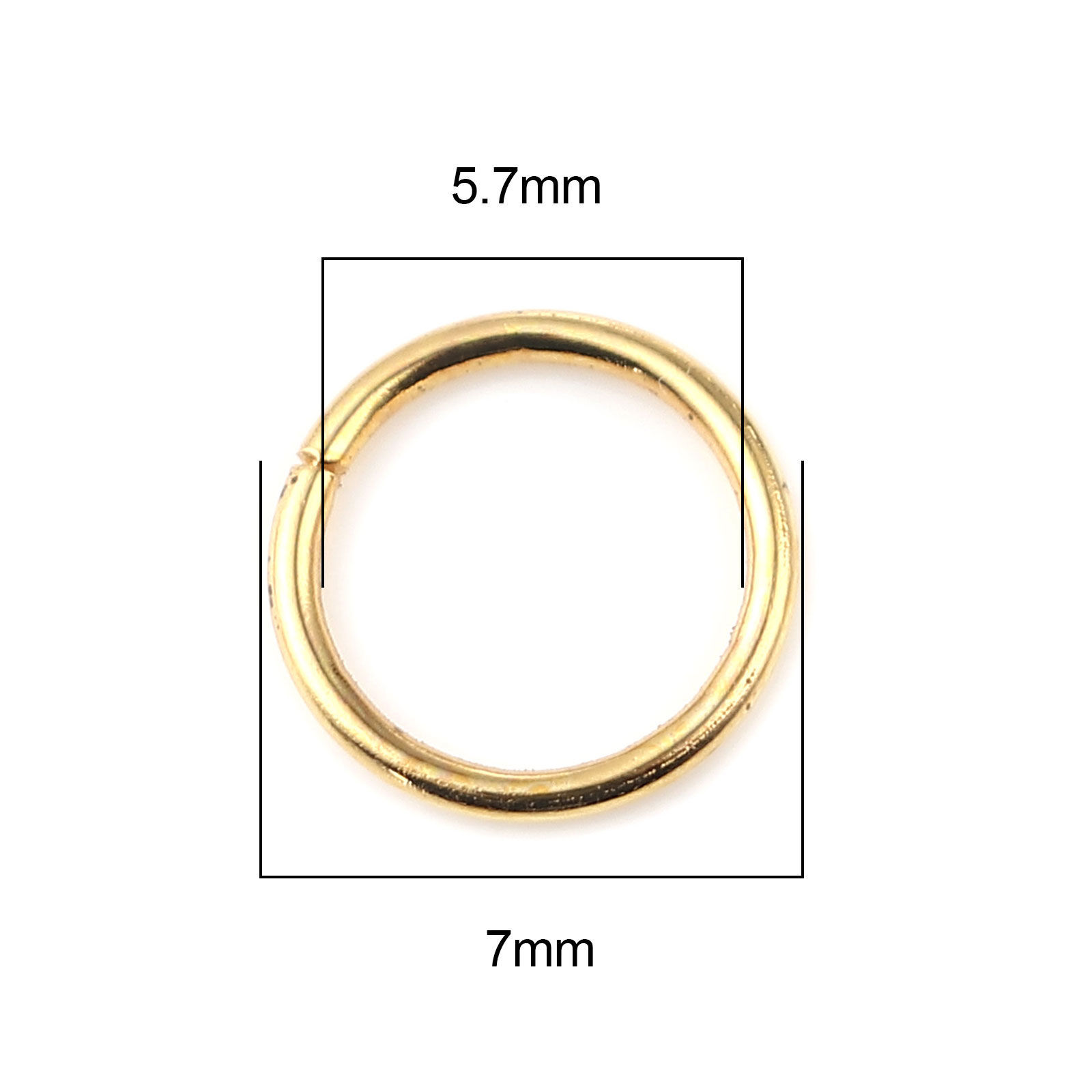 Picture of 0.7mm Iron Based Alloy Open Jump Rings Findings Circle Ring Gold Plated 7mm Dia, 200 PCs