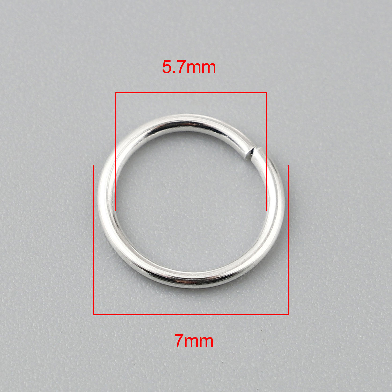 Picture of 0.7mm Iron Based Alloy Open Jump Rings Findings Circle Ring Silver Plated 7mm Dia, 200 PCs