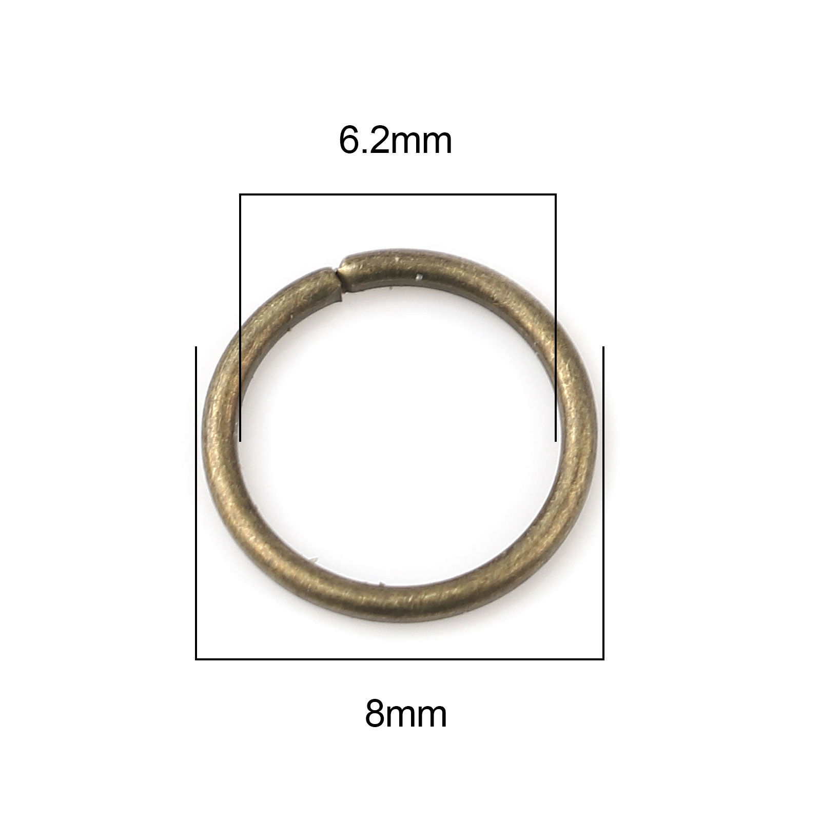 Picture of 1mm Iron Based Alloy Open Jump Rings Findings Circle Ring Antique Bronze 8mm Dia, 200 PCs