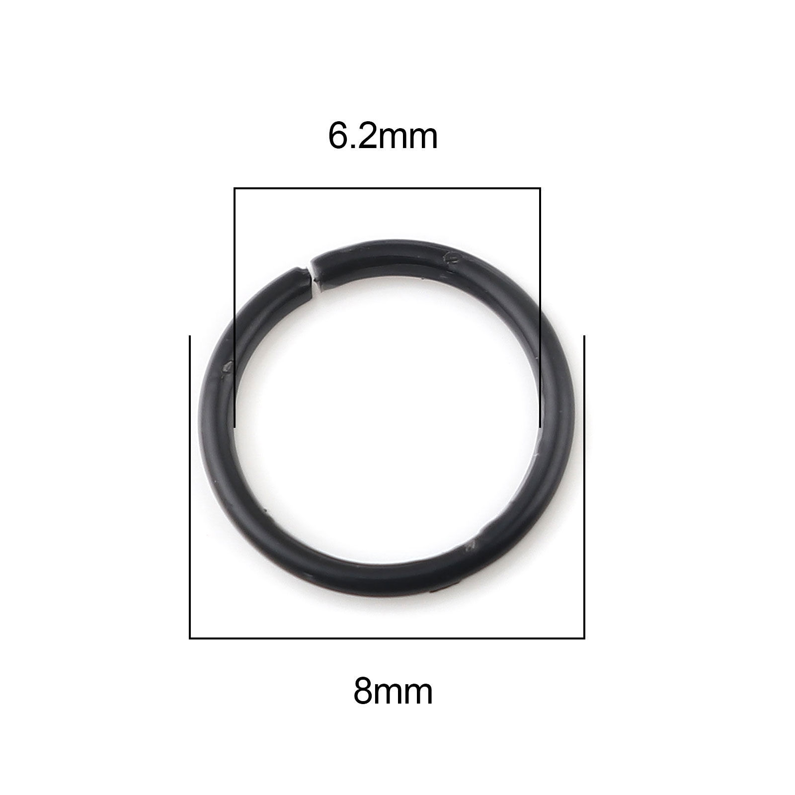 Picture of 1mm Iron Based Alloy Open Jump Rings Findings Circle Ring Black 8mm Dia, 200 PCs