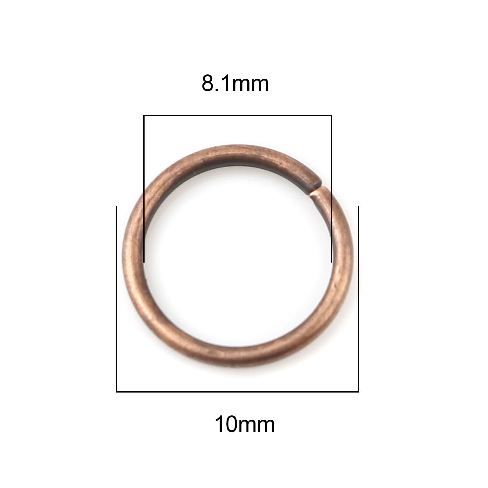 Picture of 1mm Iron Based Alloy Open Jump Rings Findings Circle Ring Antique Copper 10mm Dia, 200 PCs