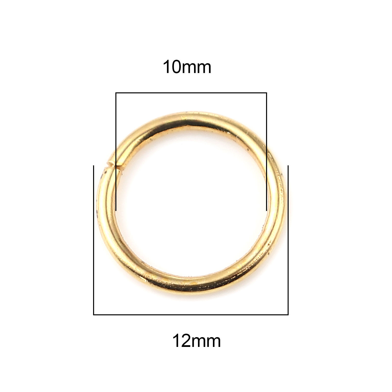 Picture of 1.2mm Iron Based Alloy Open Jump Rings Findings Circle Ring Gold Plated 12mm Dia, 200 PCs