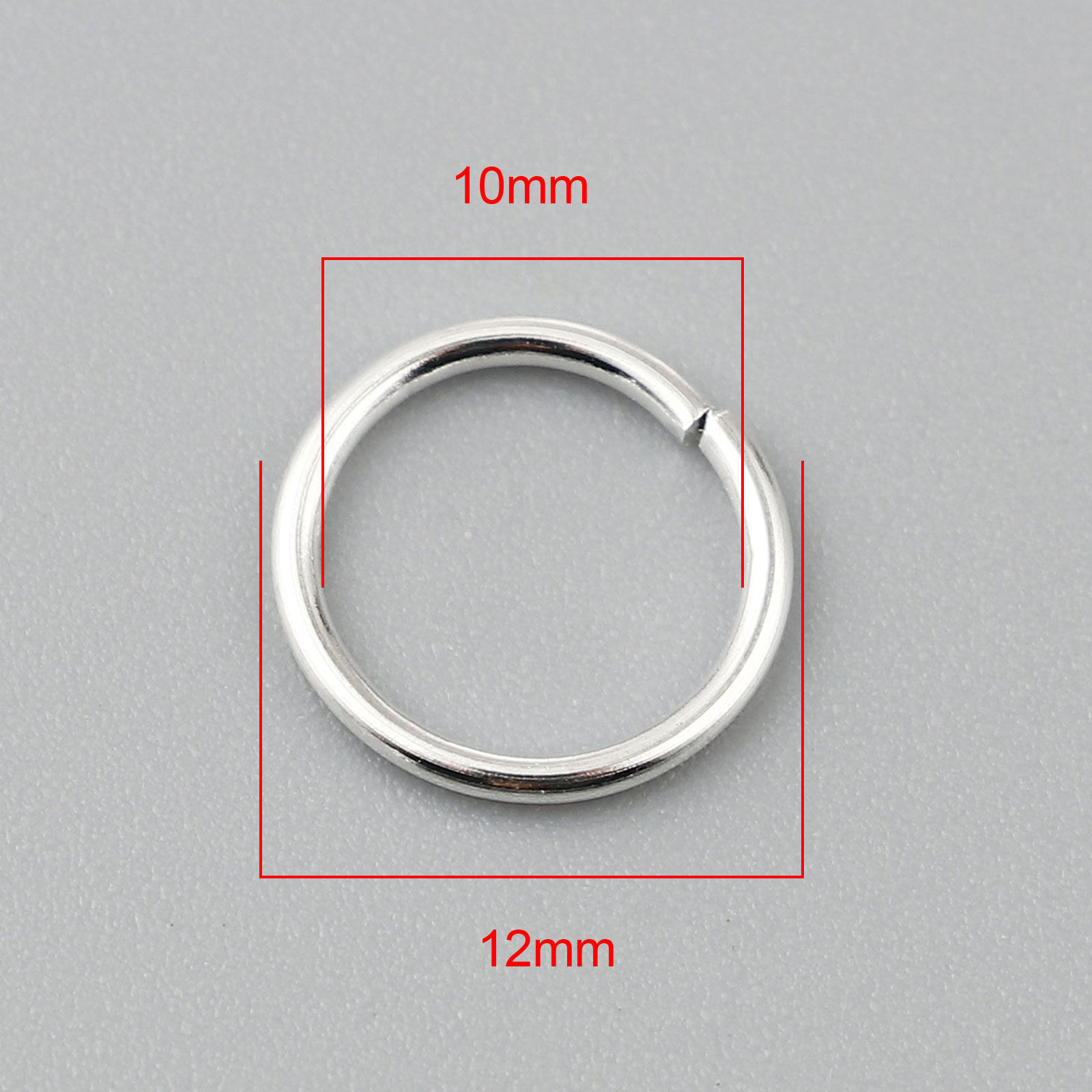 Picture of 1.2mm Iron Based Alloy Open Jump Rings Findings Circle Ring Silver Plated 12mm Dia, 200 PCs