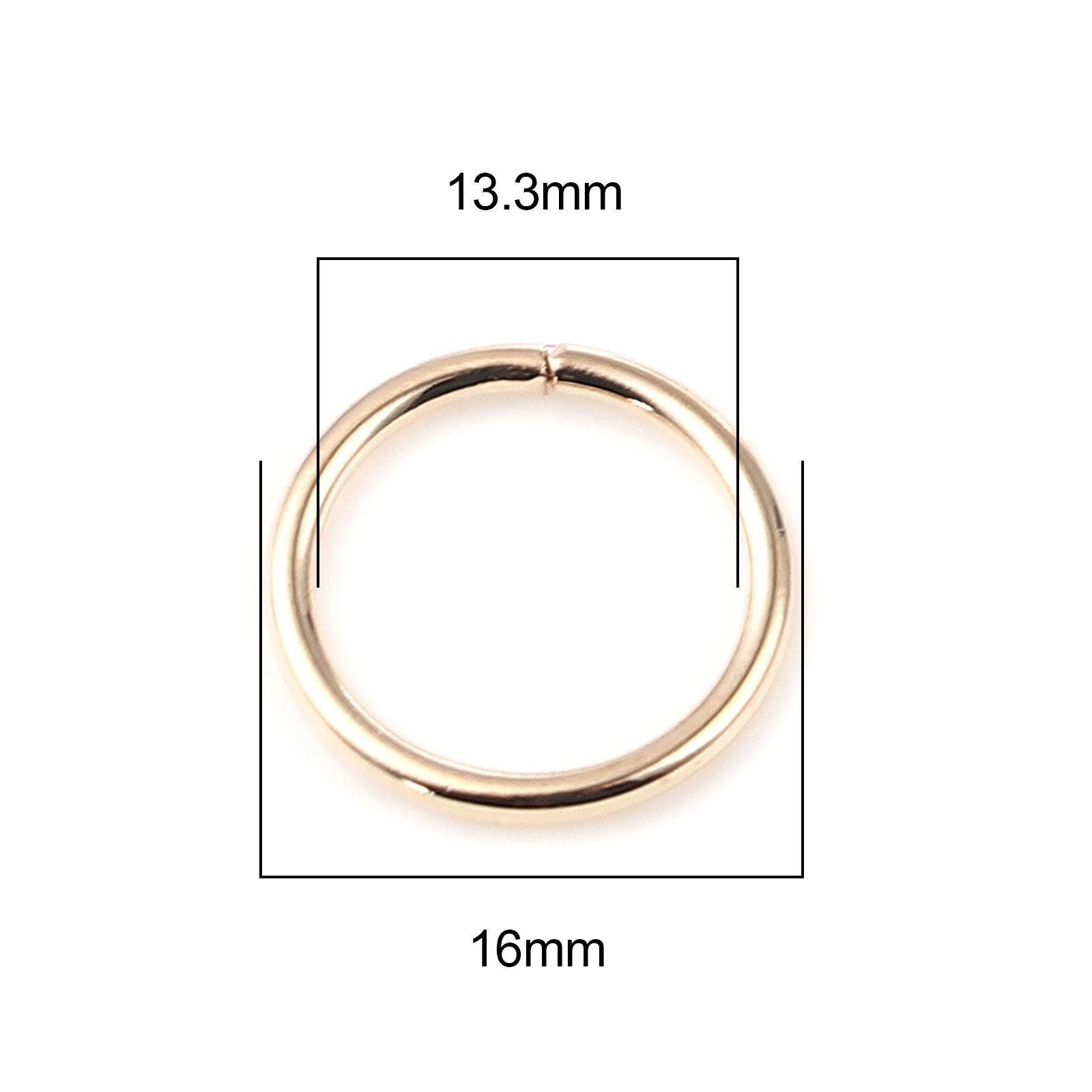 Picture of 1.5mm Iron Based Alloy Open Jump Rings Findings Circle Ring KC Gold Plated 16mm Dia, 200 PCs
