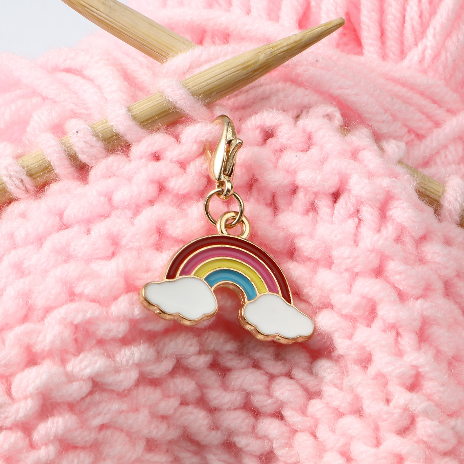 Picture of Doreenbox Zinc Based Alloy Weather Collection Knitting Stitch Markers Gold Plated Multicolor Rainbow Enamel 3cm x 2.3cm, 1 Set ( 5 PCs/Set)
