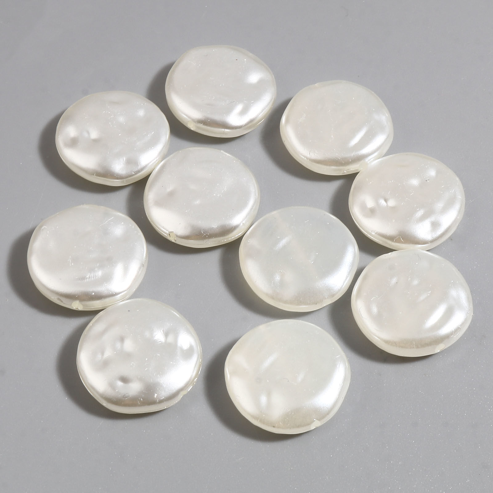 Picture of Acrylic Baroque Beads Irregular White Imitation Pearl About 18.5mm x 18mm, Hole: Approx 1.3mm, 50 PCs