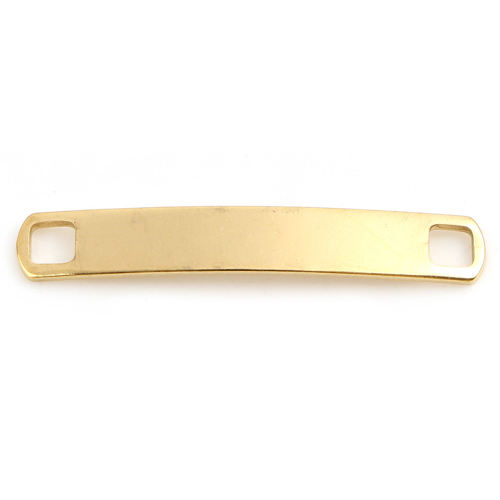 Picture of Stainless Steel Blank Stamping Tags Connectors Charms Pendants Rectangle Gold Plated One-sided Polishing 34mm x 5mm, 2 PCs