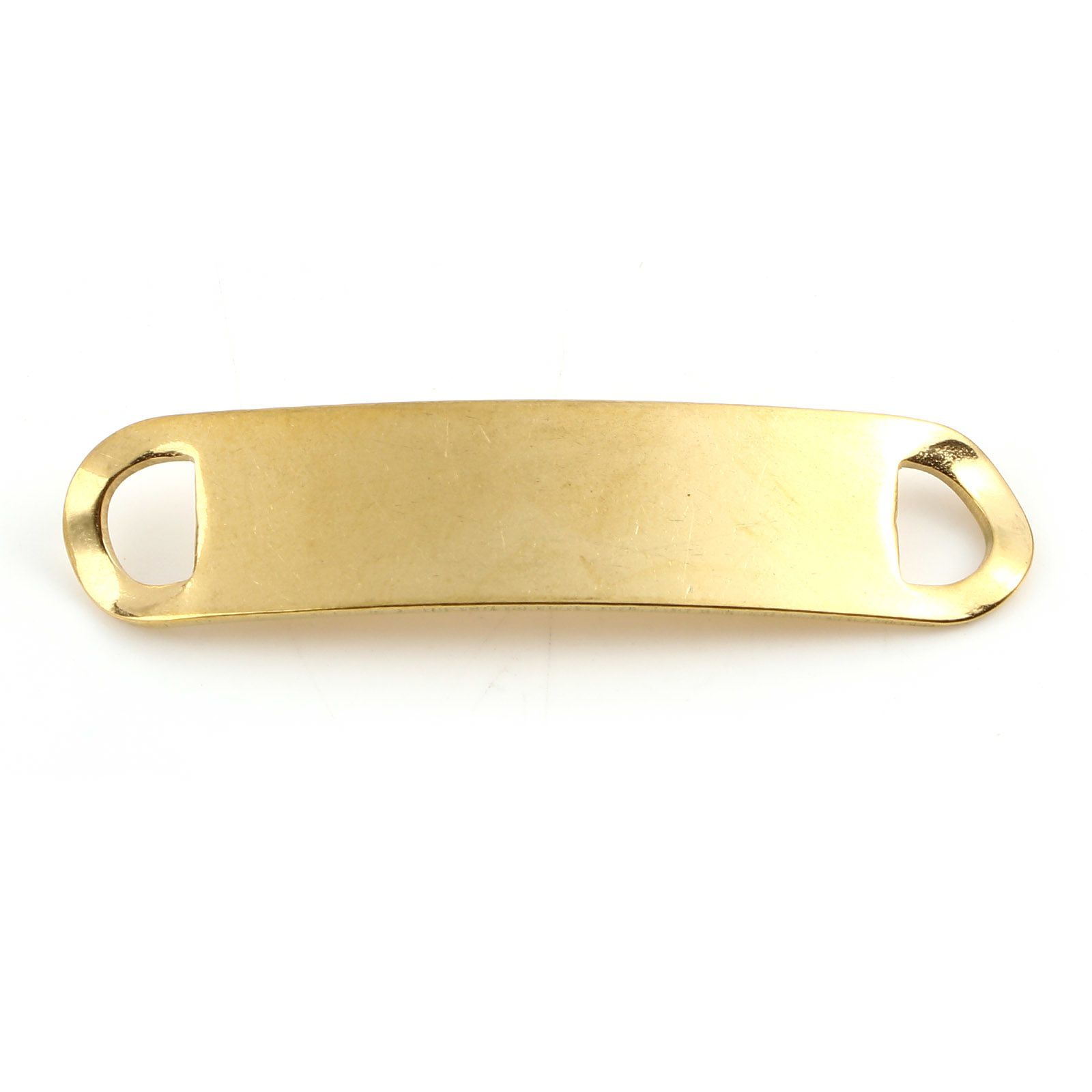 Picture of Stainless Steel Blank Stamping Tags Connectors Charms Pendants Rectangle Gold Plated One-sided Polishing 45mm x 10mm, 2 PCs