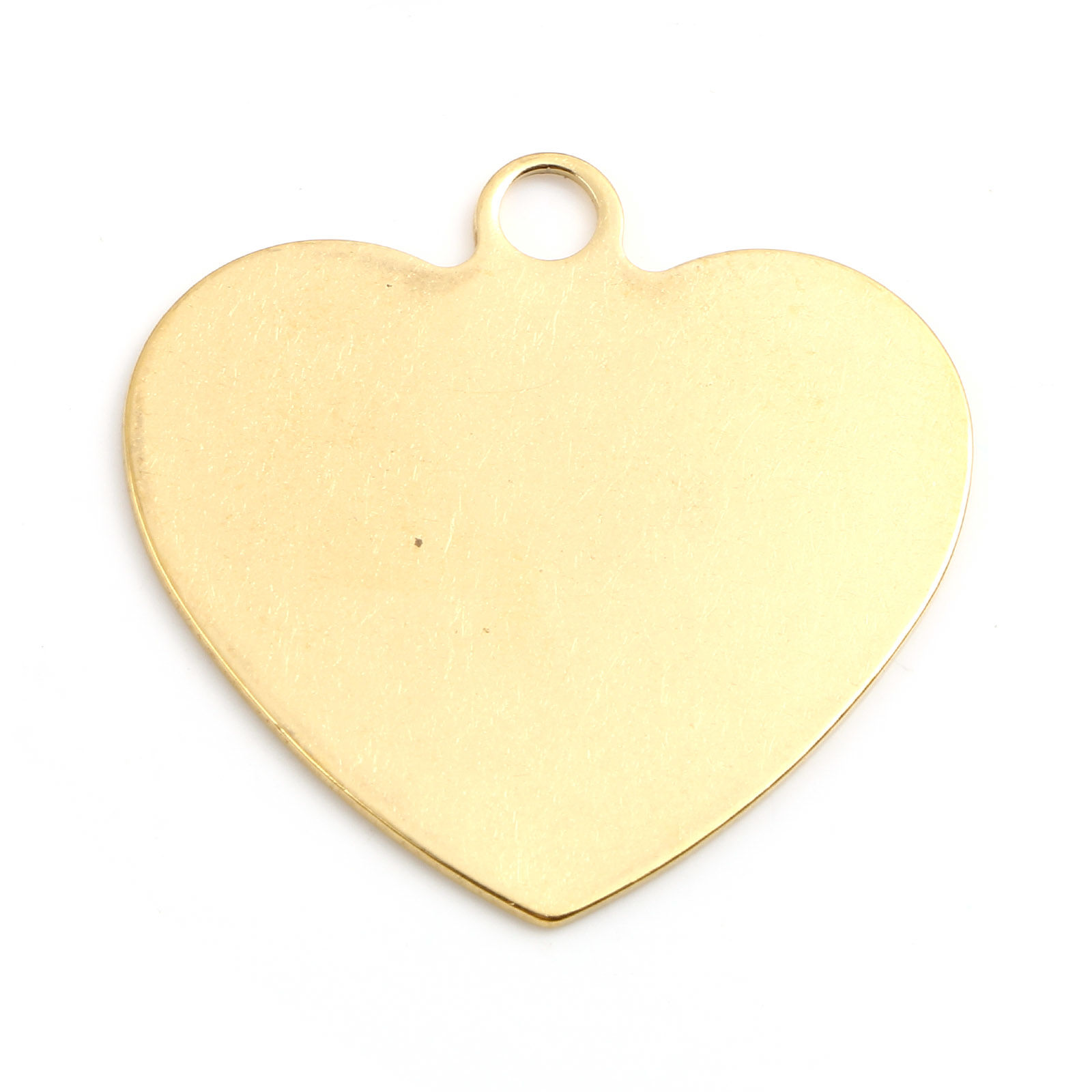 Picture of Stainless Steel Valentine's Day Blank Stamping Tags Pendants Heart Gold Plated One-sided Polishing 34mm x 33mm, 2 PCs