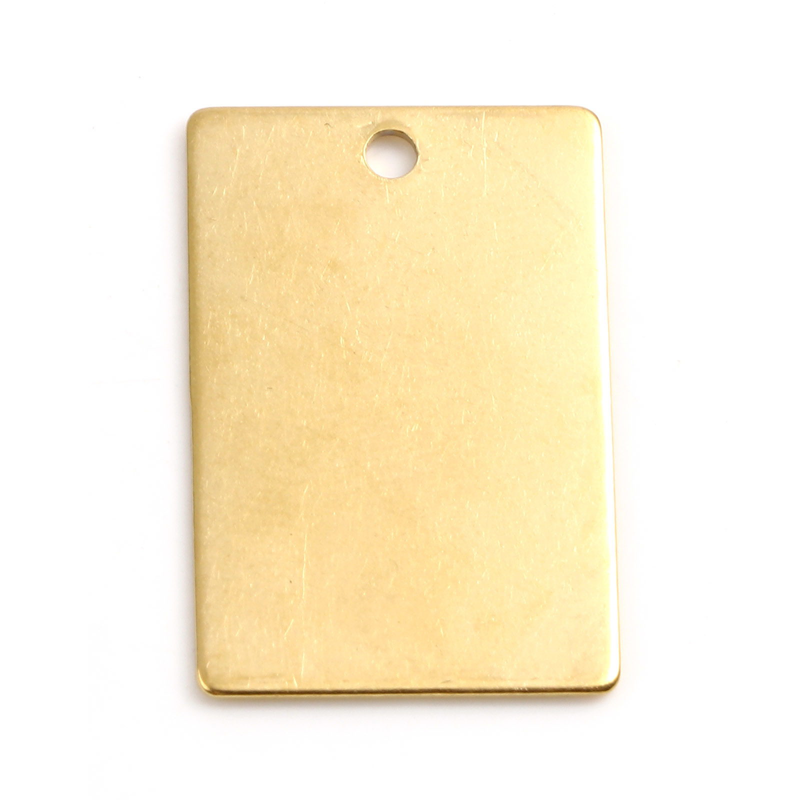 Picture of Stainless Steel Blank Stamping Tags Pendants Rectangle Gold Plated One-sided Polishing 30mm x 20mm, 2 PCs