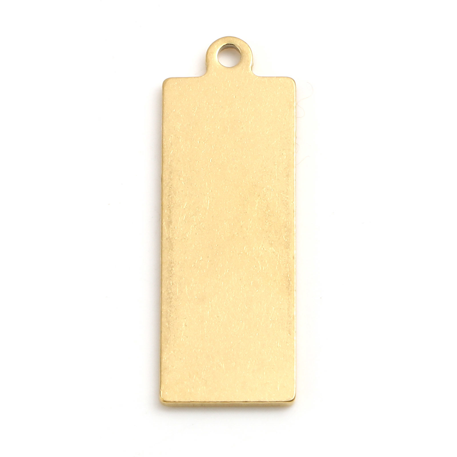 Picture of Stainless Steel Blank Stamping Tags Pendants Rectangle Gold Plated One-sided Polishing 35mm x 12mm, 2 PCs