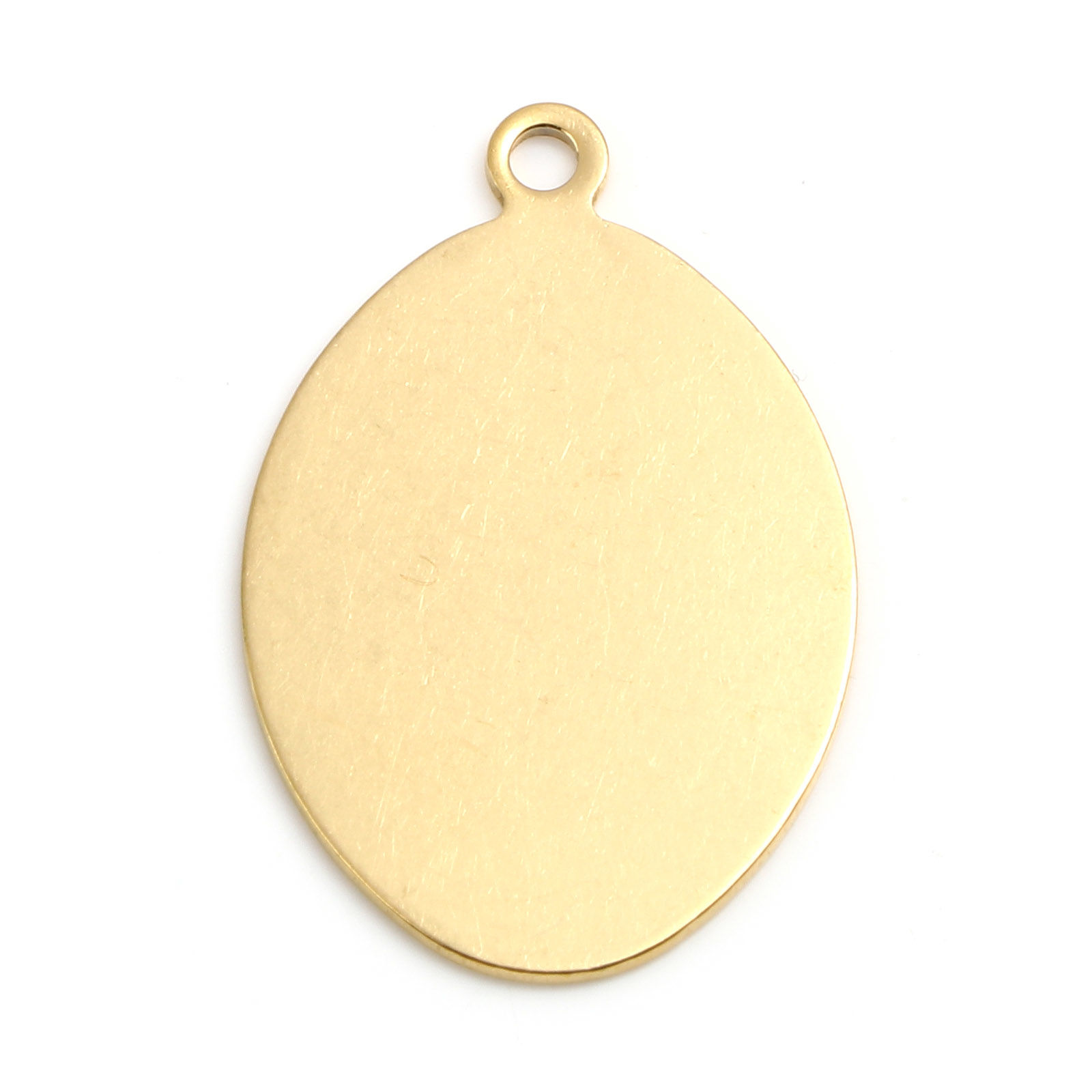 Picture of Stainless Steel Blank Stamping Tags Pendants Oval Gold Plated One-sided Polishing 34mm x 22mm, 2 PCs