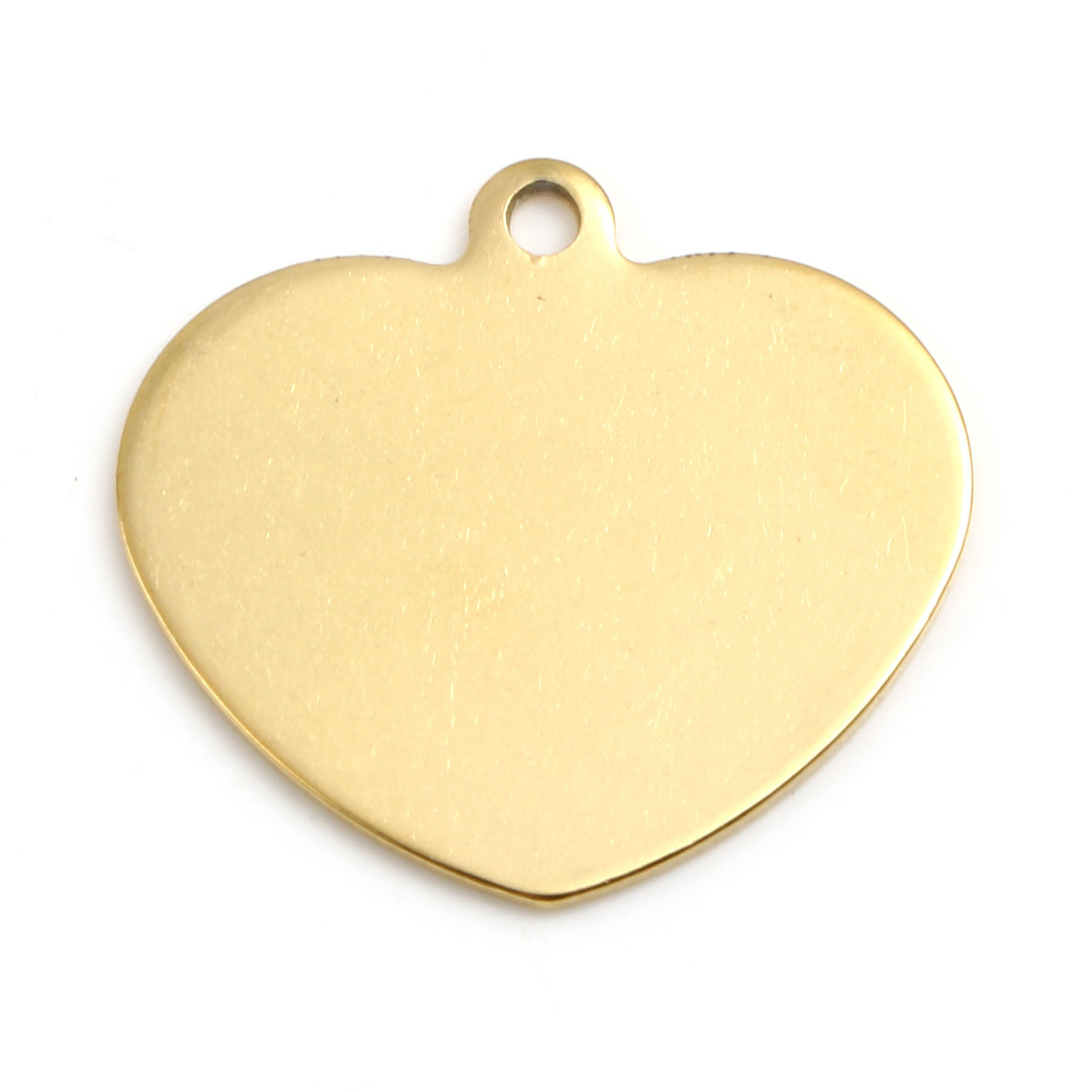 Picture of Stainless Steel Valentine's Day Blank Stamping Tags Charms Heart Gold Plated One-sided Polishing 25mm x 23mm, 2 PCs