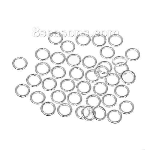 Picture of 1mm Iron Based Alloy Open Jump Rings Findings Round Silver Plated 5mm Dia, 1000 PCs