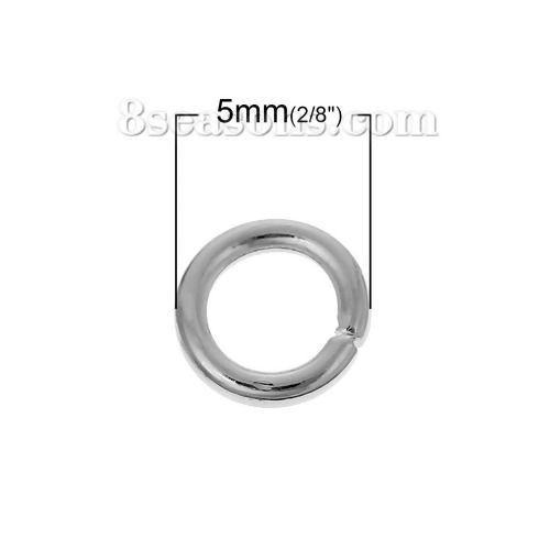 Picture of 1mm Iron Based Alloy Open Jump Rings Findings Round Silver Plated 5mm Dia, 1000 PCs