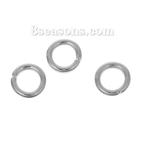 Picture of 1mm Iron Based Alloy Open Jump Rings Findings Round Silver Plated 5mm Dia, 1000 PCs