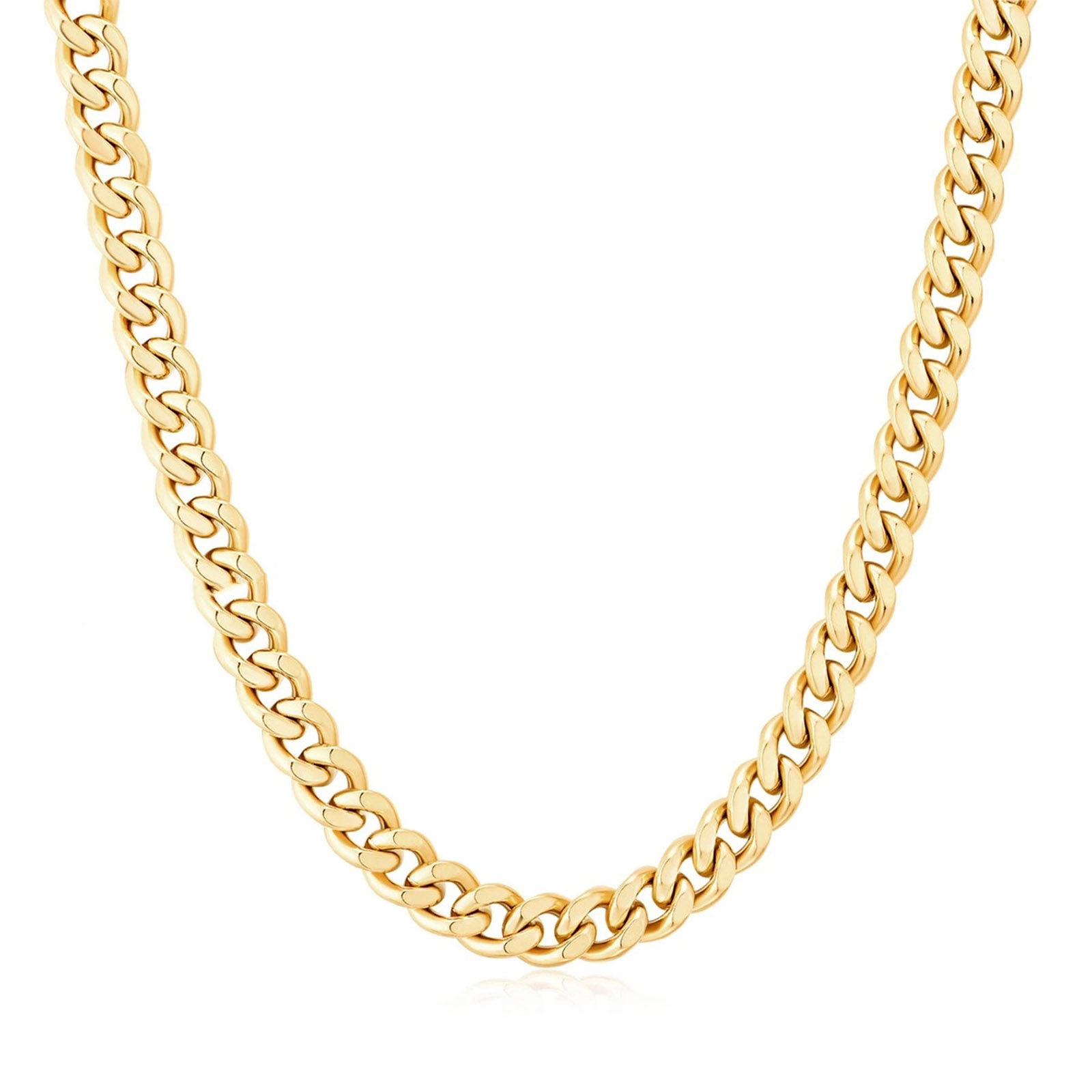 Picture of Eco-friendly Punk Simple 18K Real Gold Plated 304 Stainless Steel Curb Link Chain Necklace Unisex 45cm(17 6/8") long, 1 Piece
