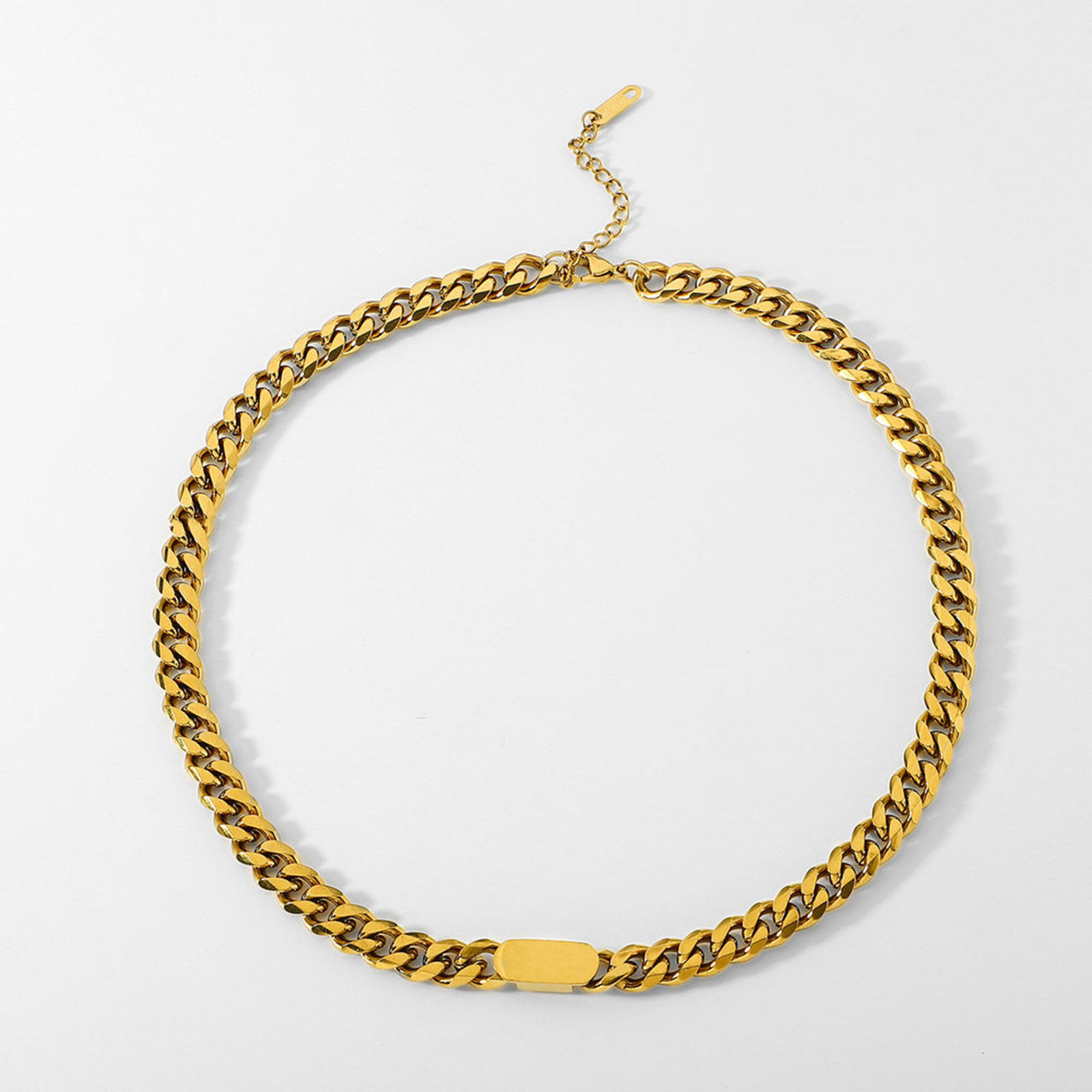 Picture of Eco-friendly Punk Simple 18K Real Gold Plated 304 Stainless Steel Curb Link Chain Necklace Unisex 42cm(16 4/8") long, 1 Piece