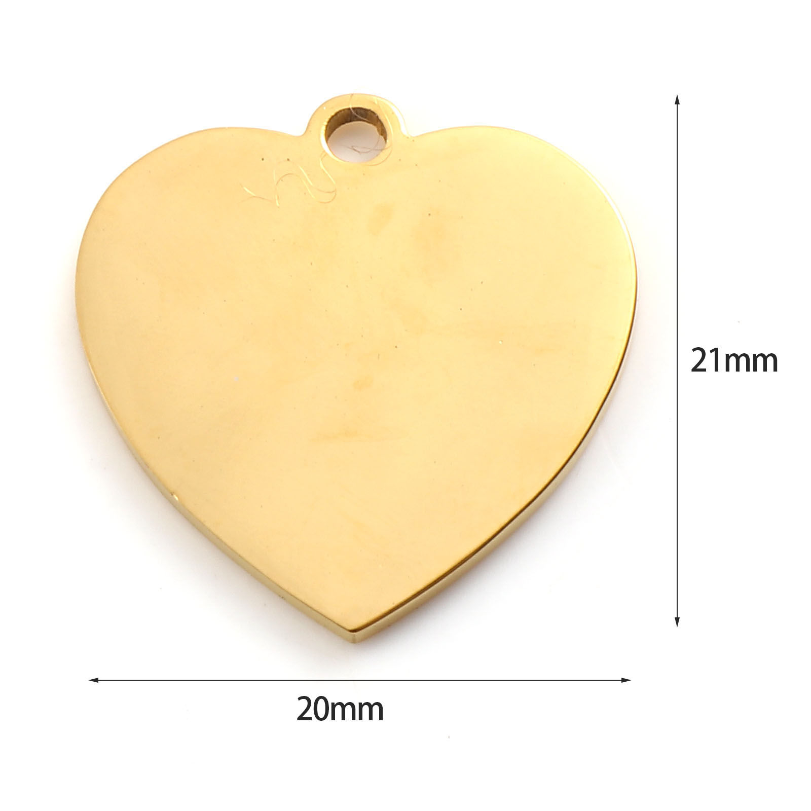 Picture of Stainless Steel Blank Stamping Tags Charms Heart Gold Plated One-sided Polishing 21mm x 20mm, 1 Piece